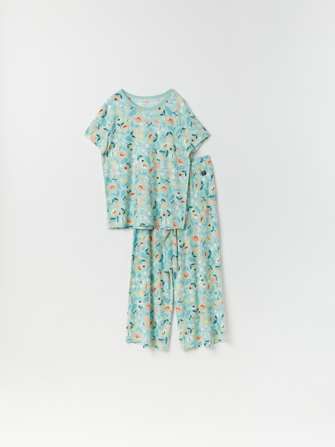 Kortärmad vuxen pyjamas blommig