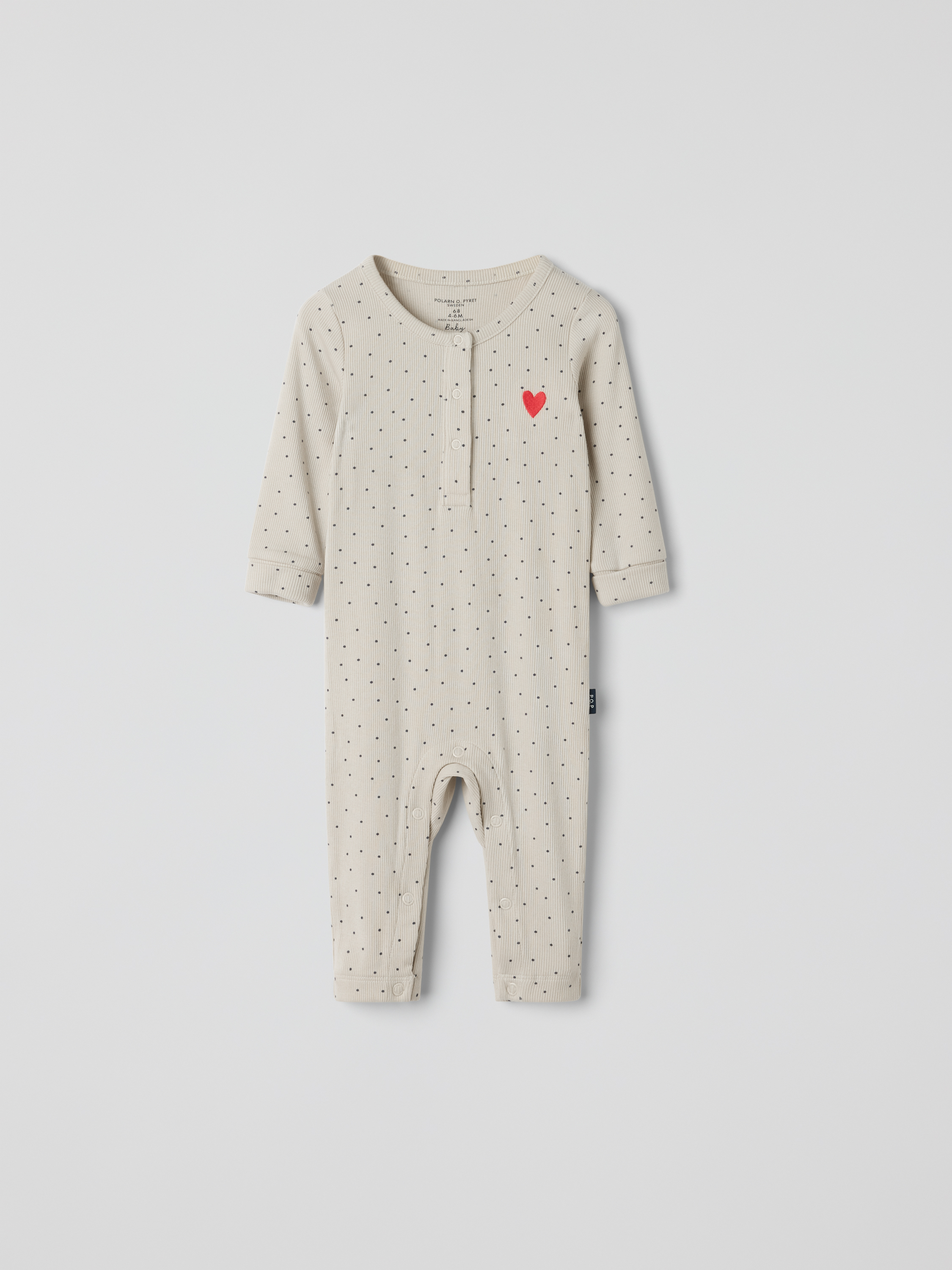 Ribbad trikåoverall prickig | barnklader - klader - sparkdrakt-overall | BabyMode