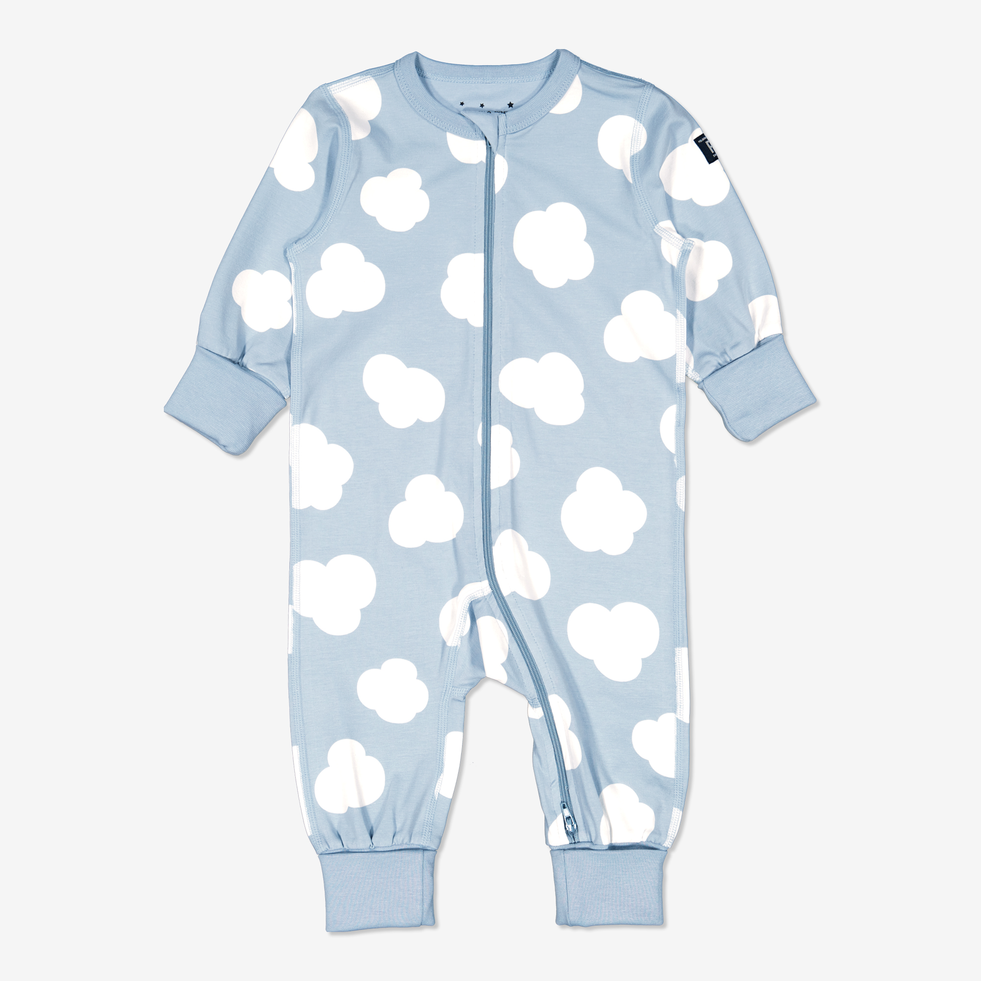 Pyjamasoverall med moln-tryck baby ljusblå