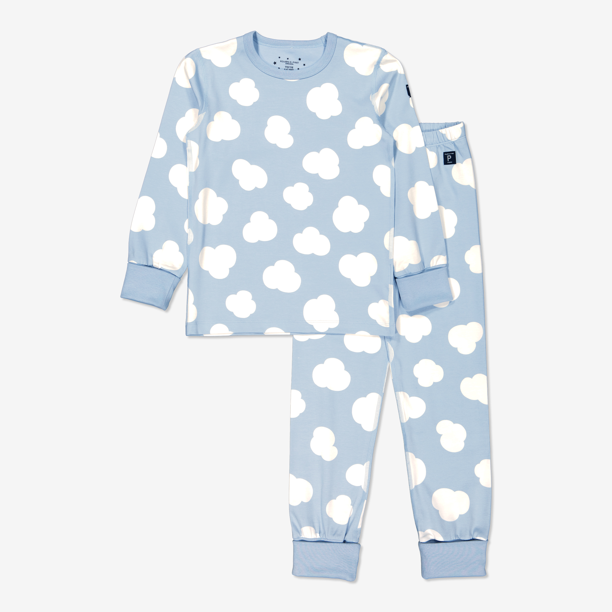 Läs mer om Tvådelad pyjamas med moln-tryck ljusblå