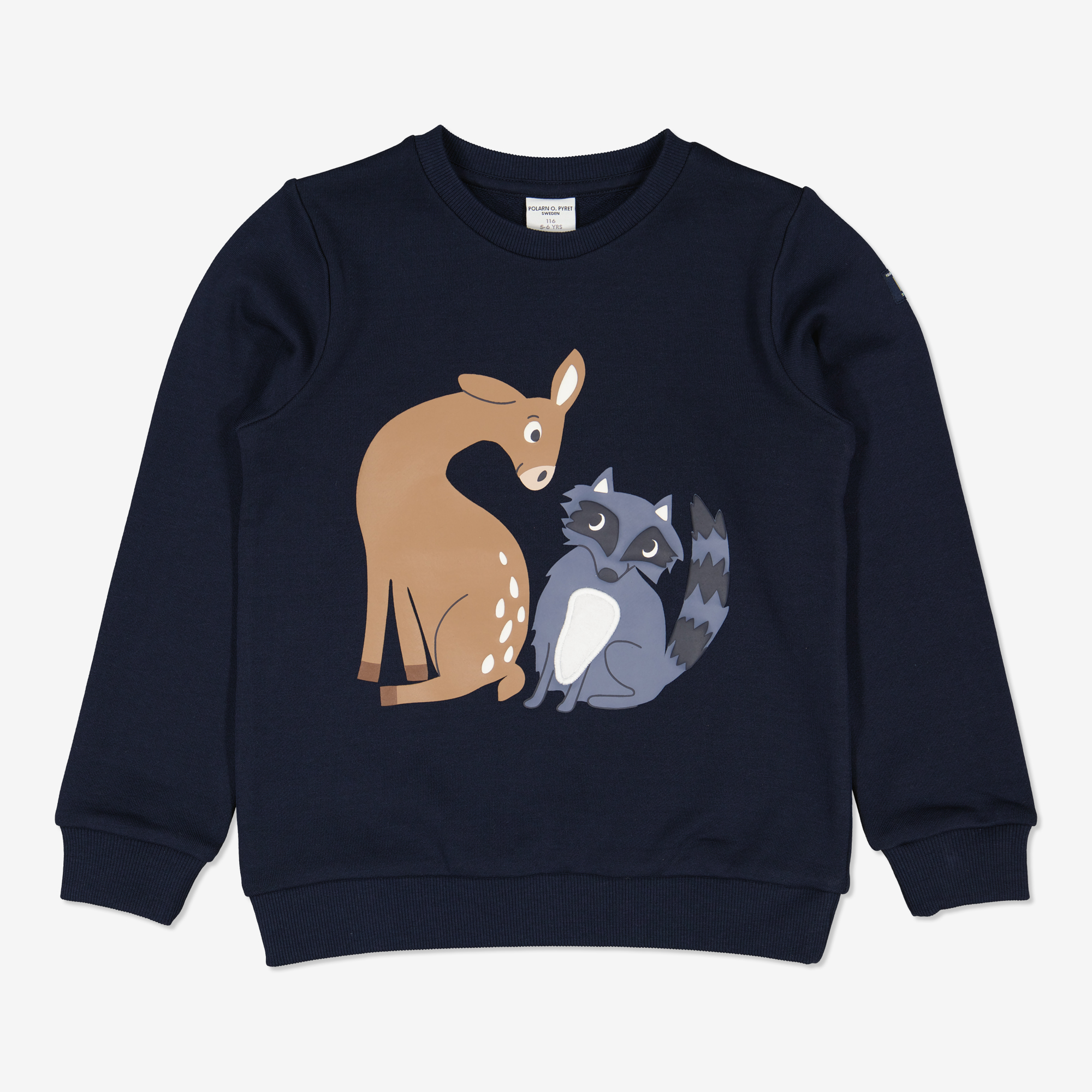 Läs mer om Sweatshirt med nordiska djur mörk marinblå
