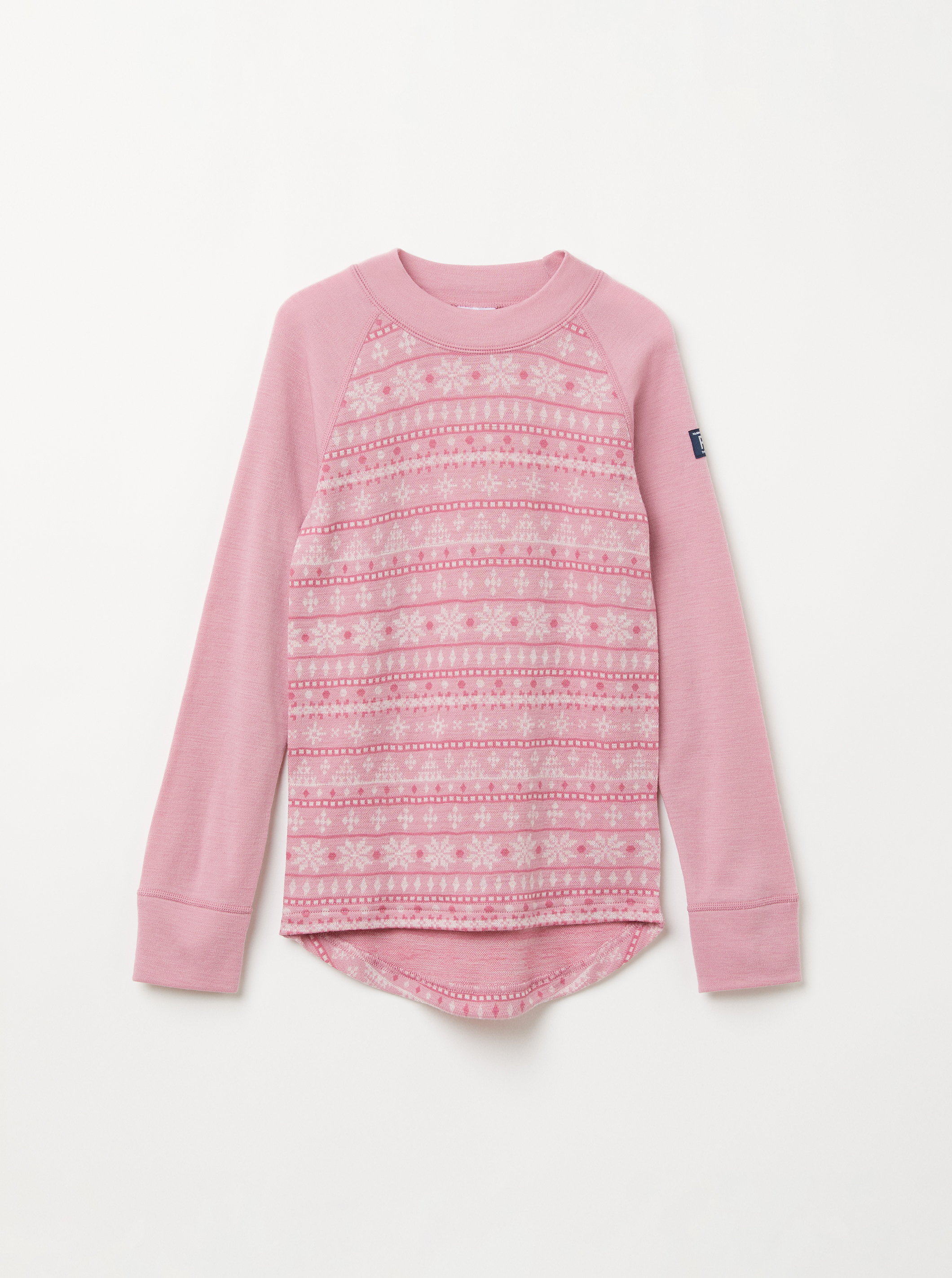 Polarn O. Pyret Merinoull tröja med jaquardmönster rosa