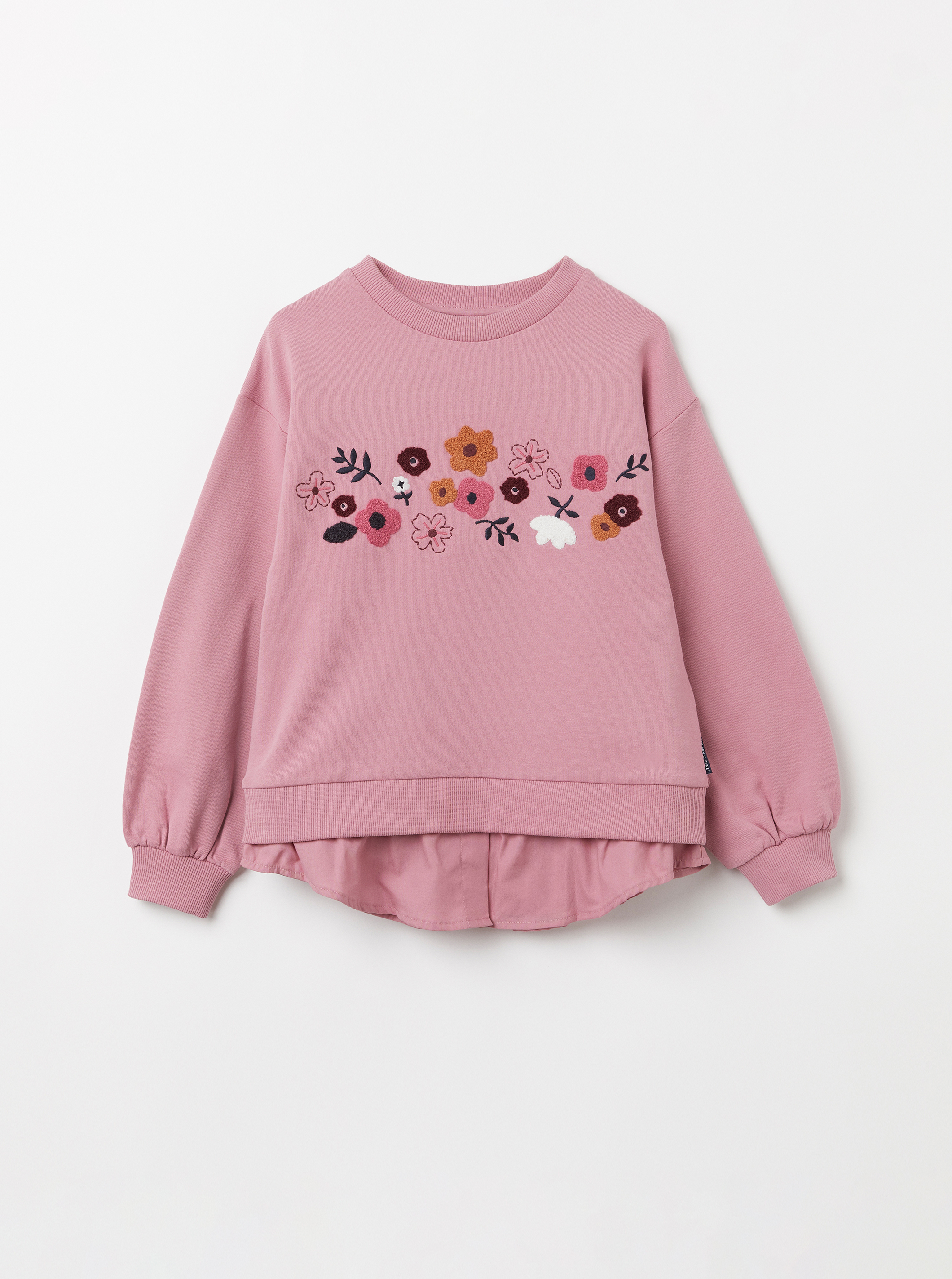 Polarn O. Pyret Sweatshirt med broderi rosa
