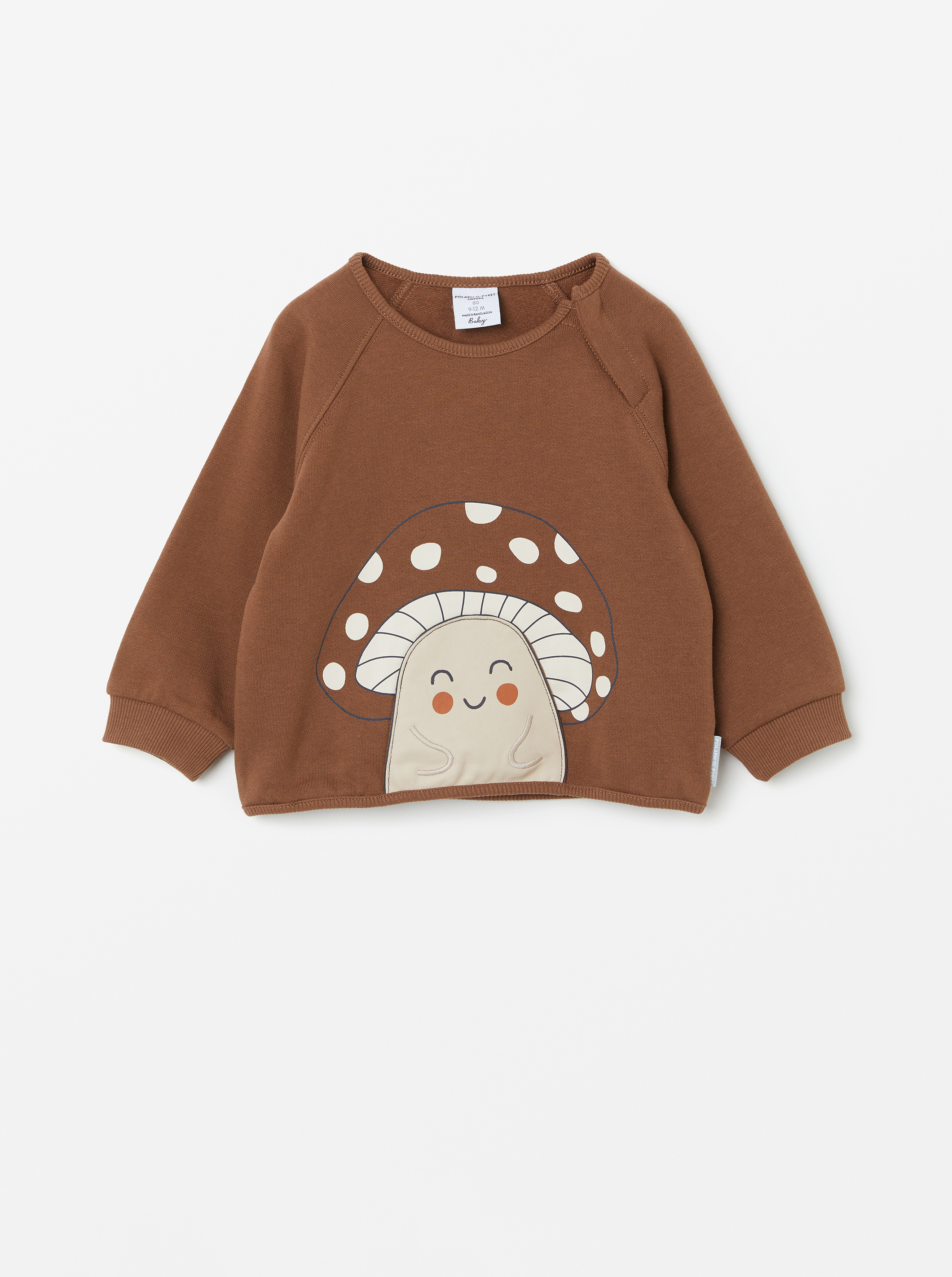 Sweatshirt med svamp-tryck baby mörkbrun