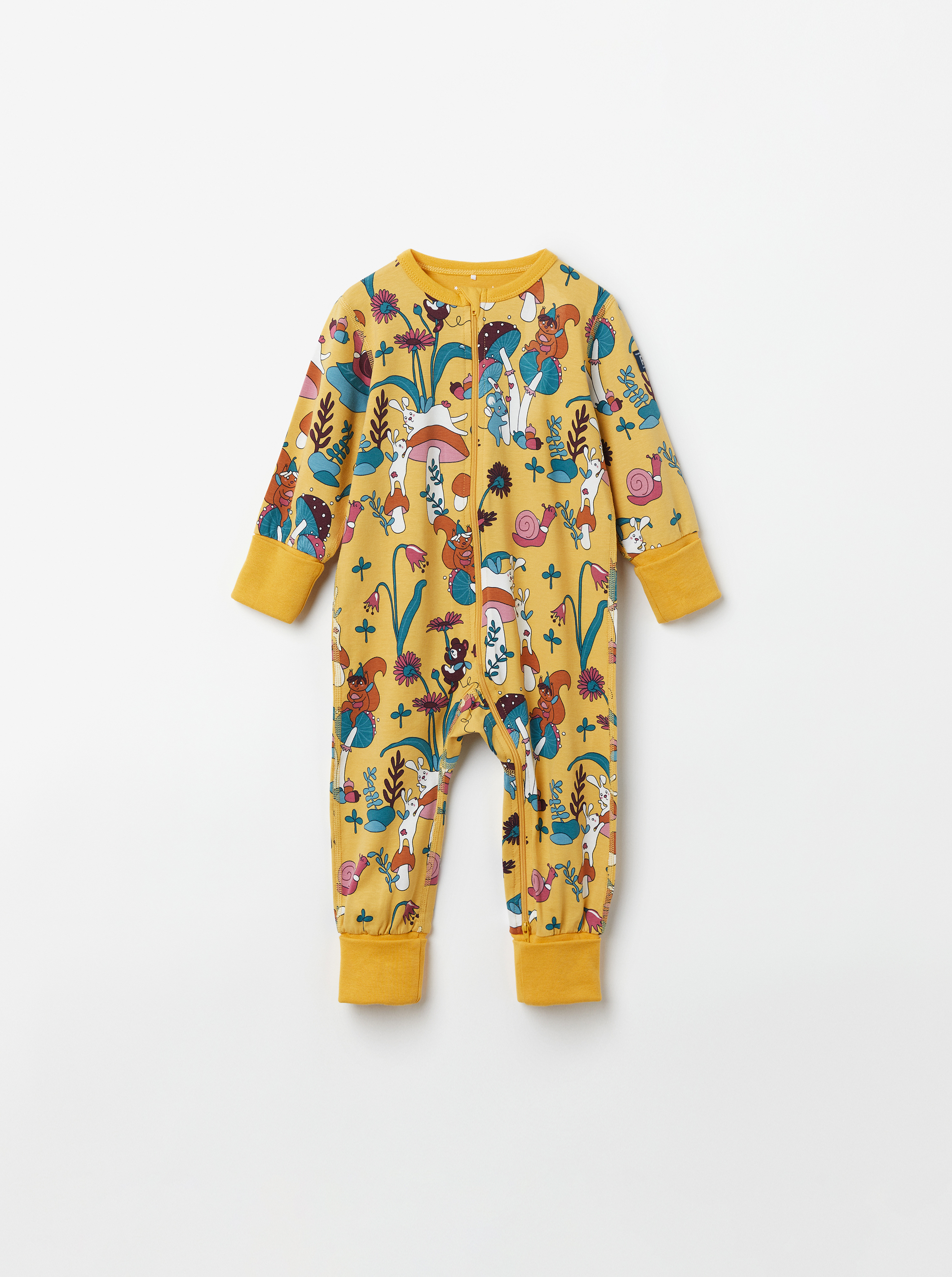 Pyjamasoverall med sagolandstryck baby gul