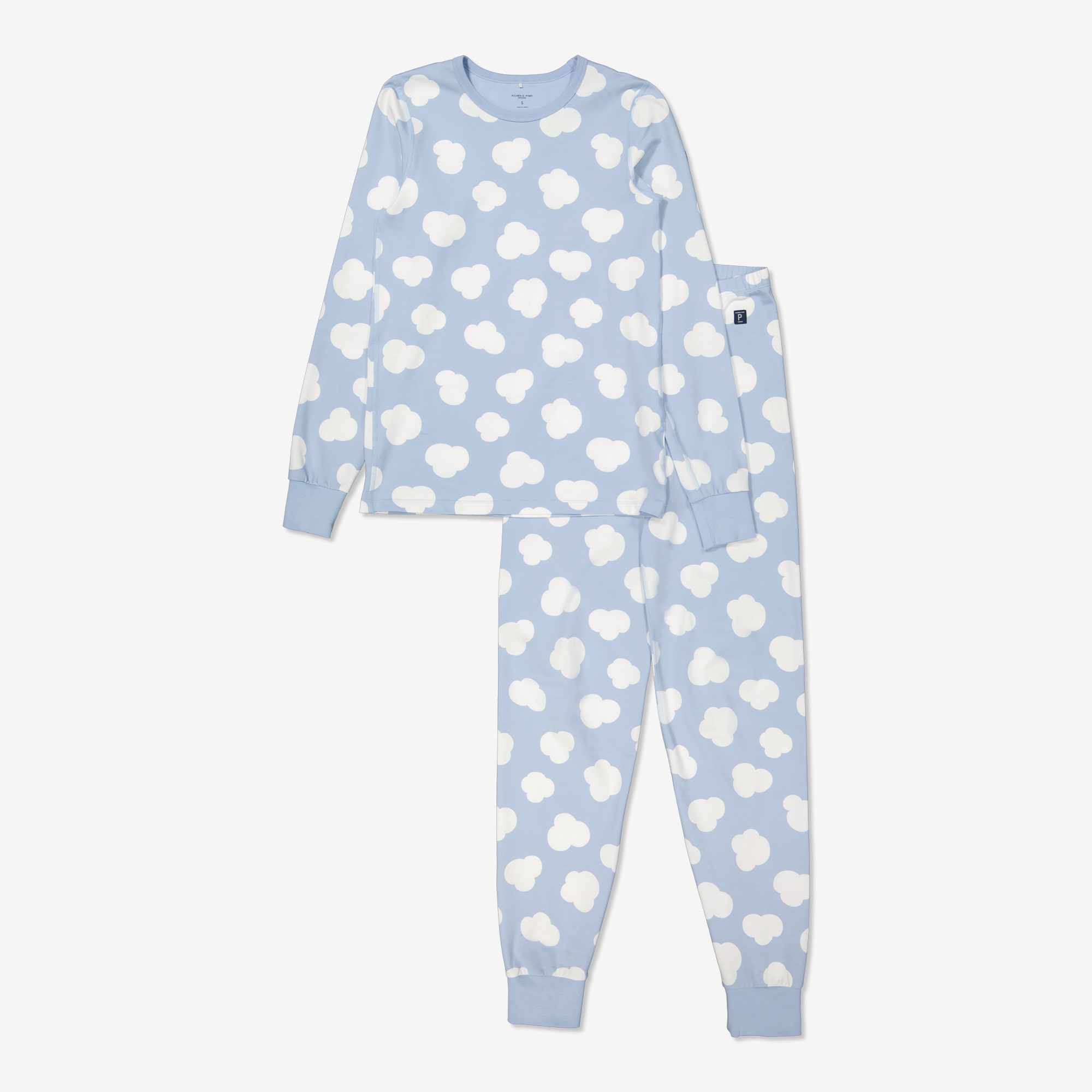 Tvådelad pyjamas med moln-tryck vuxen ljusblå