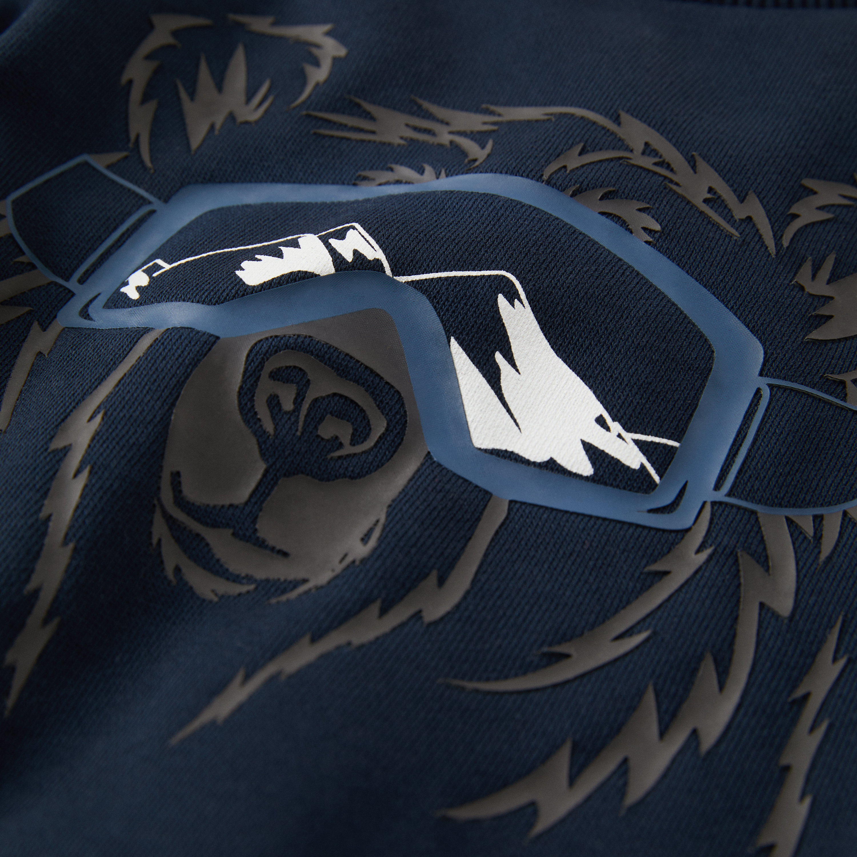 Sweatshirt med björn-tryck mörk marinblå