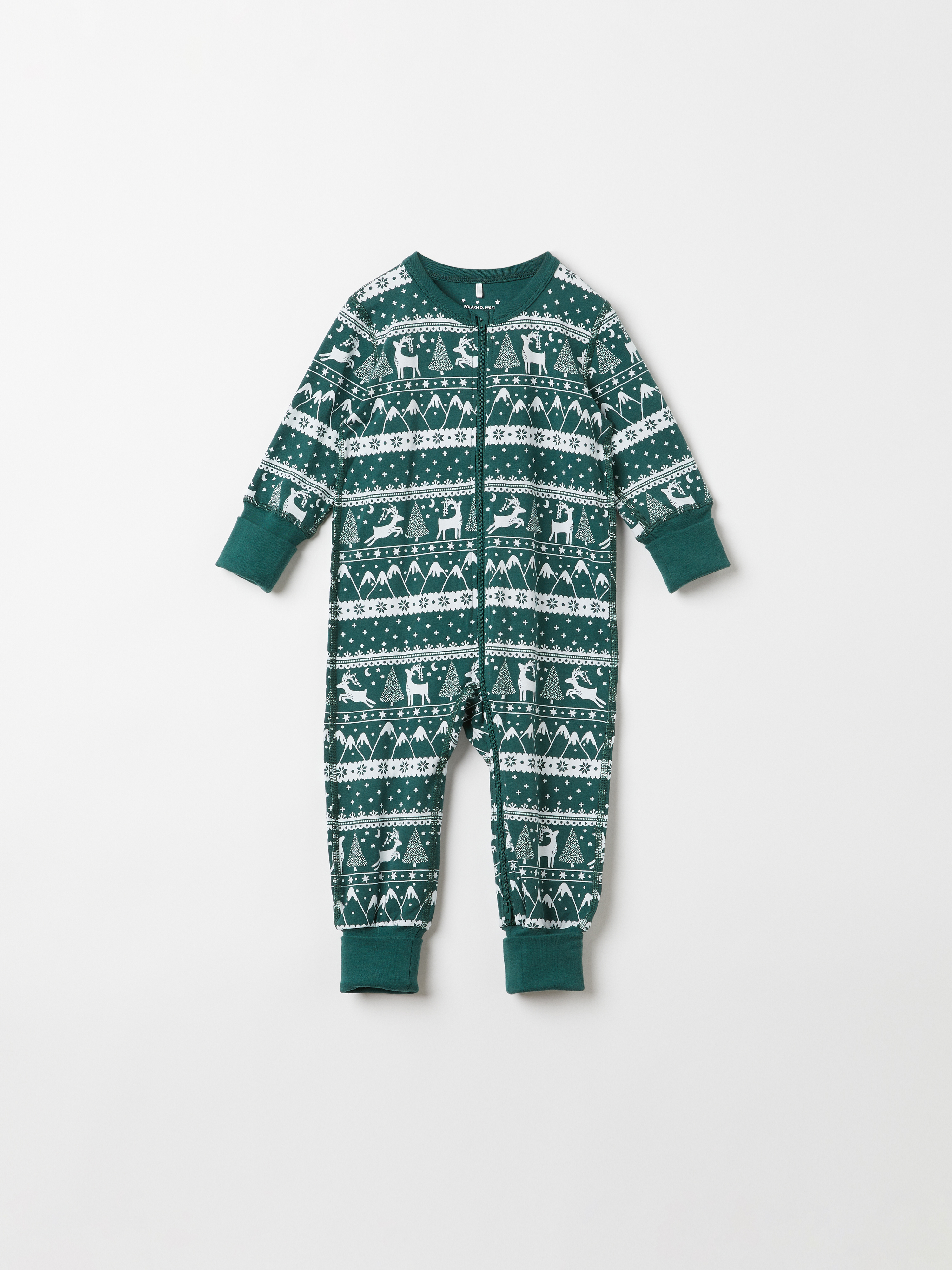 Pyjamasoverall med ren-tryck baby mörkgrön