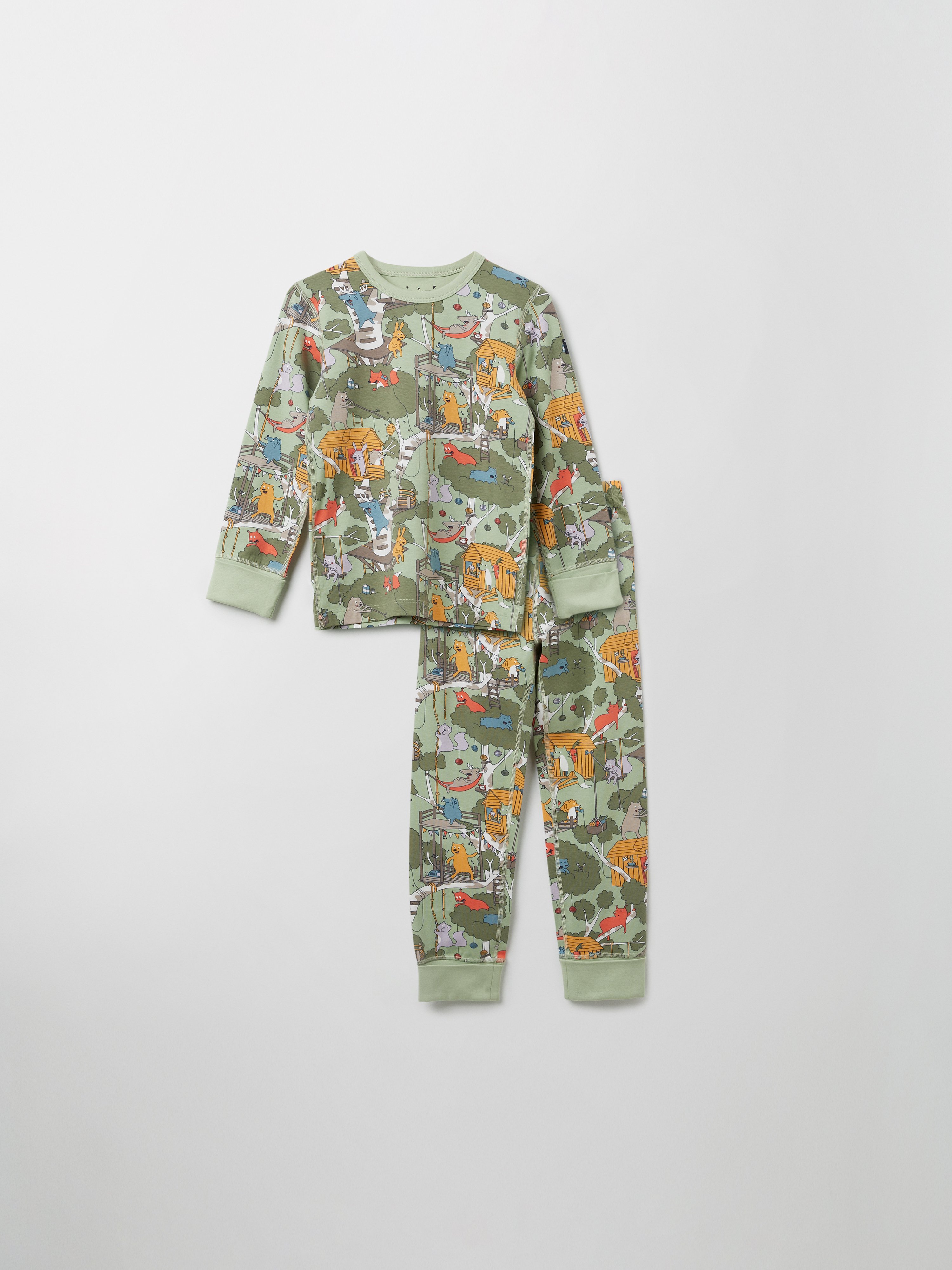 Polarn O. Pyret Tvådelad pyjamas med trädkojor ljusgrön