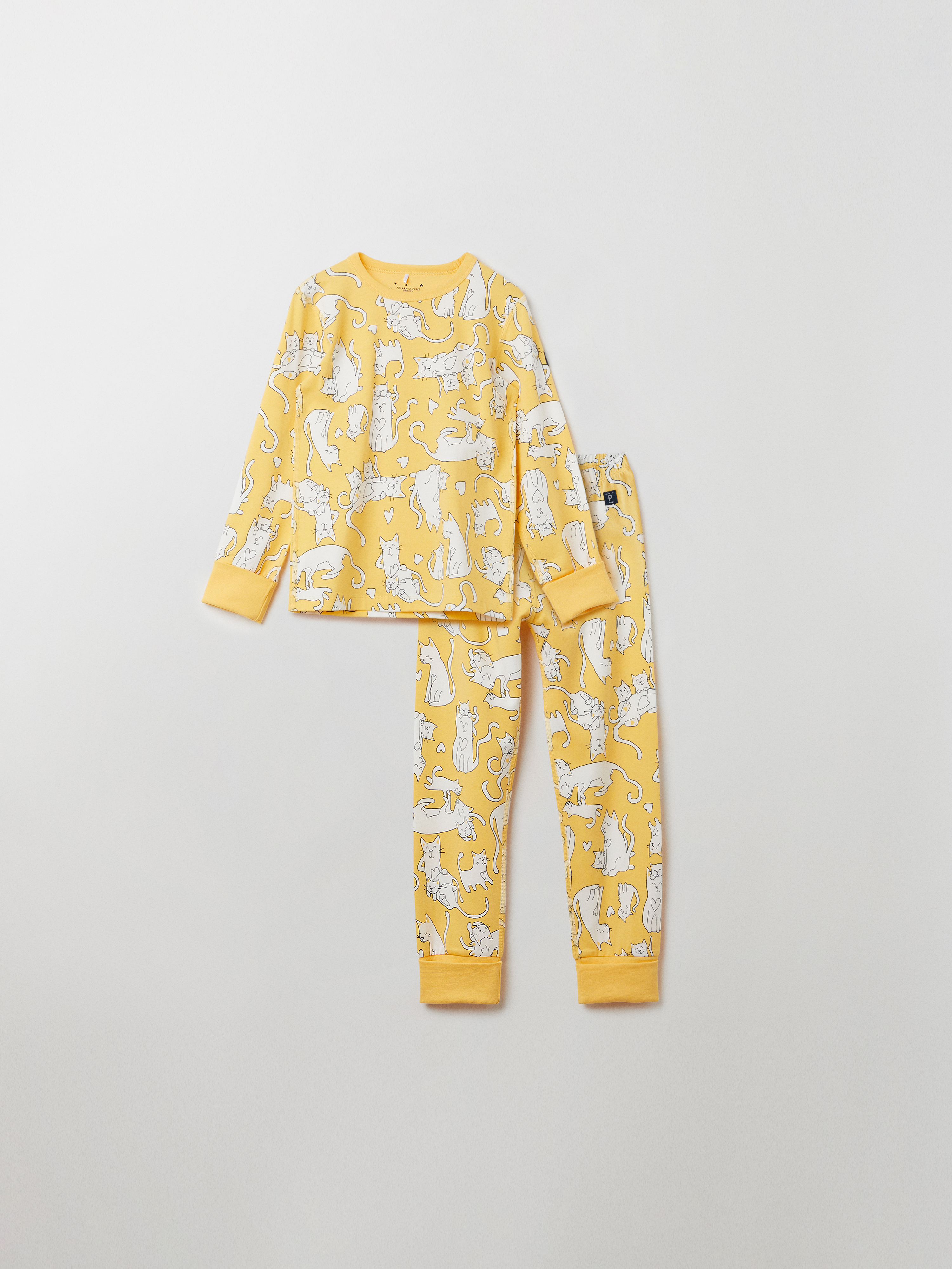 Polarn O. Pyret Tvådelad pyjamas med katt-tryck gul