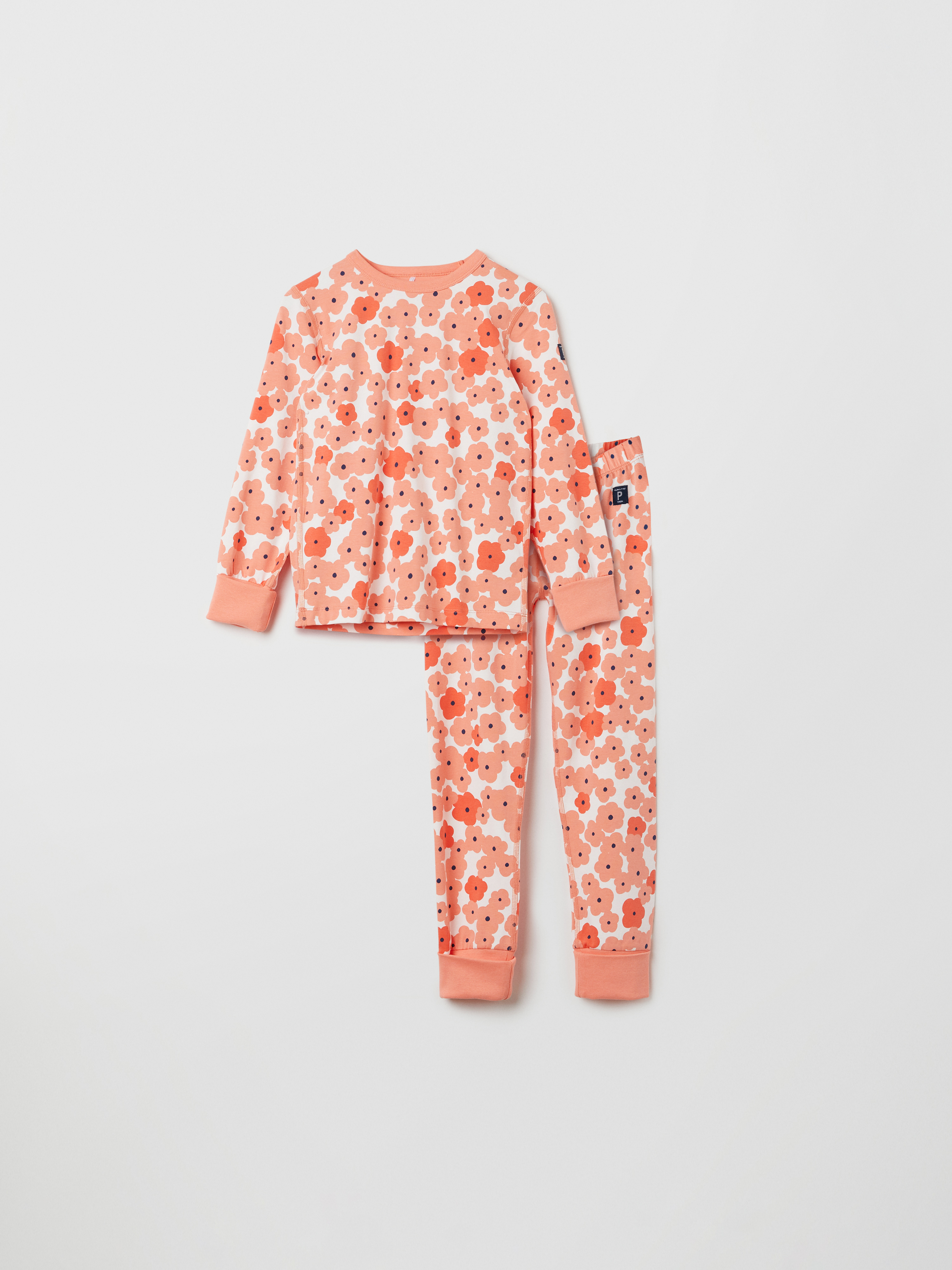 Polarn O. Pyret Tvådelad pyjamas med blomtryck korall
