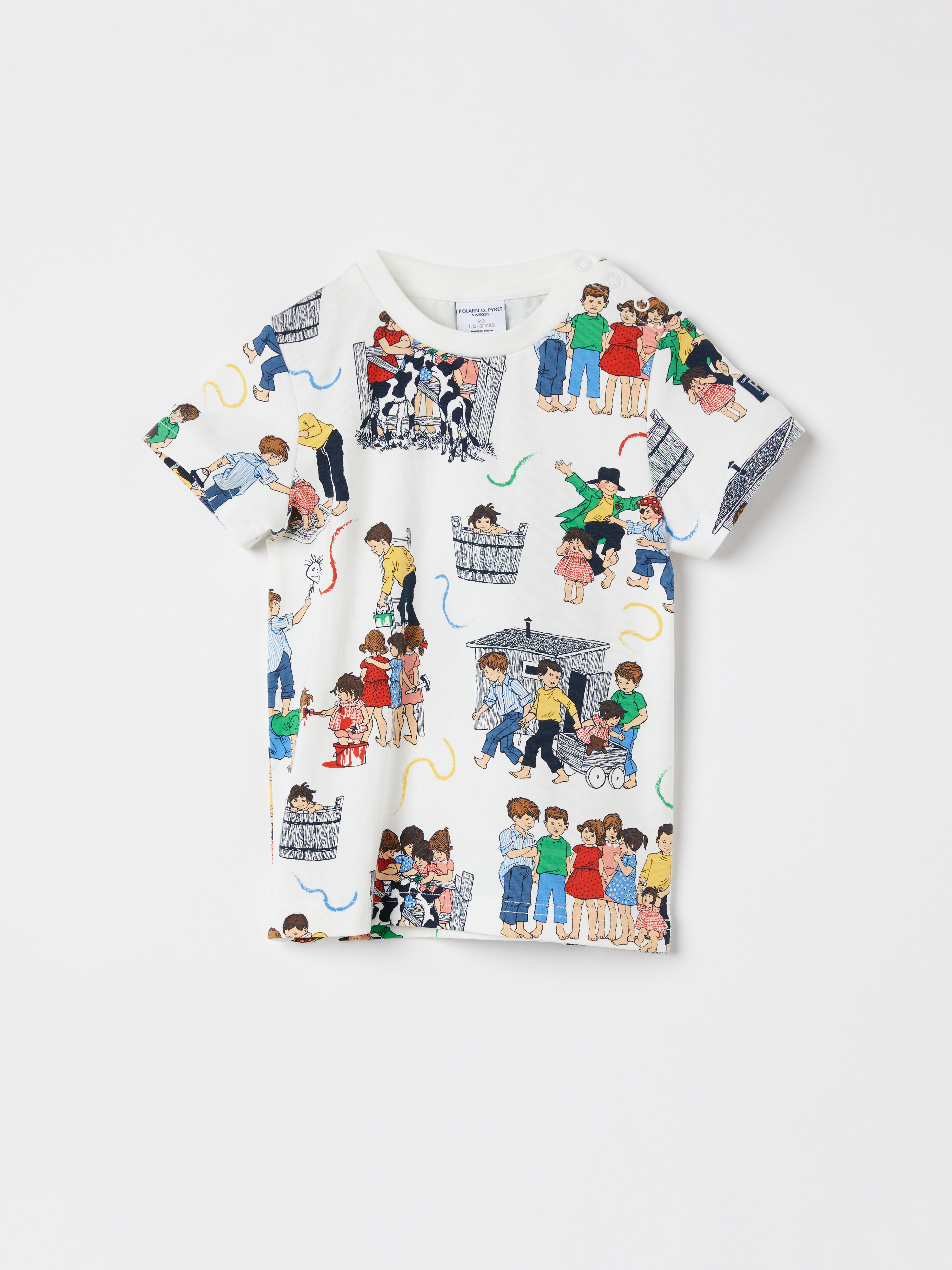 Polarn O. Pyret T-shirt med Barnen i Bullerbyn vit