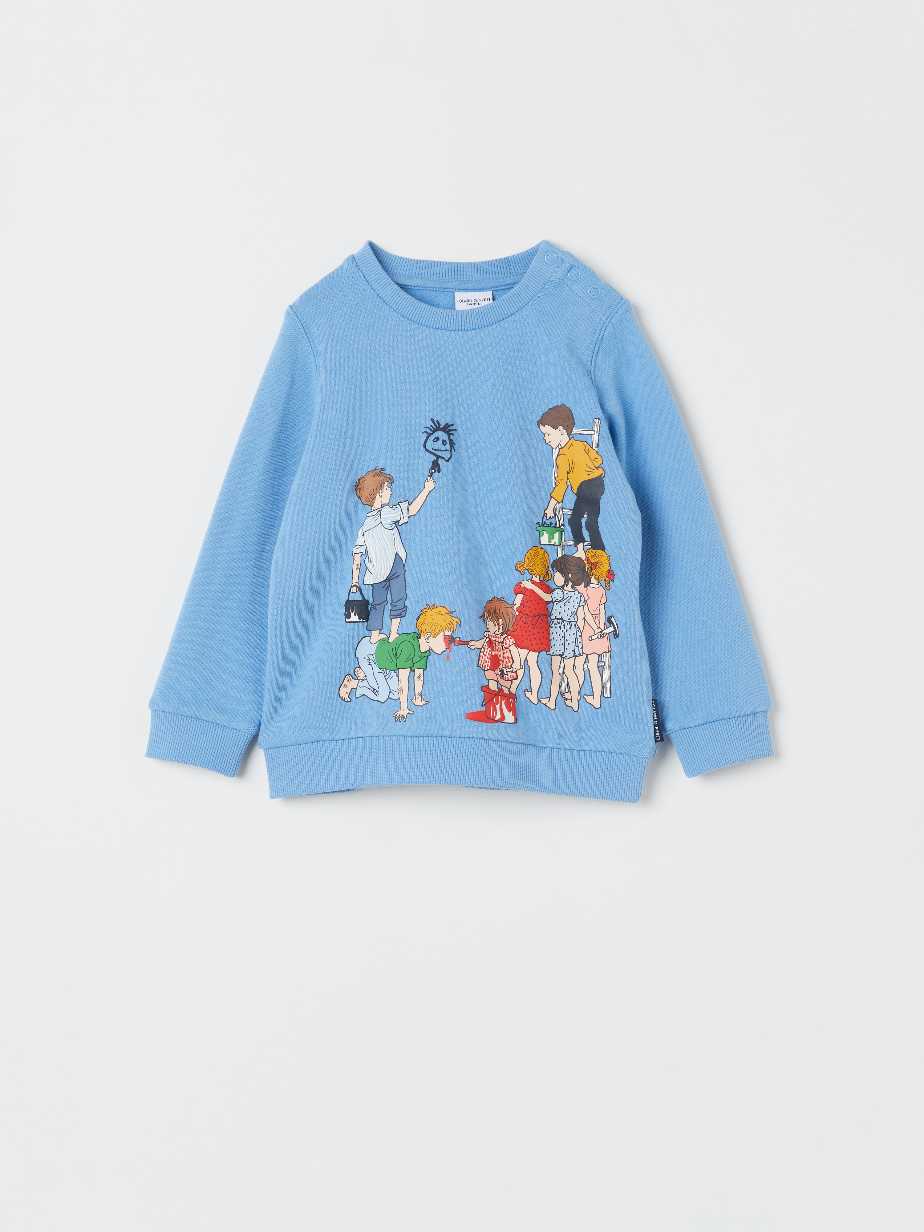 Sweatshirt med Barnen i Bullerbyn blå denim