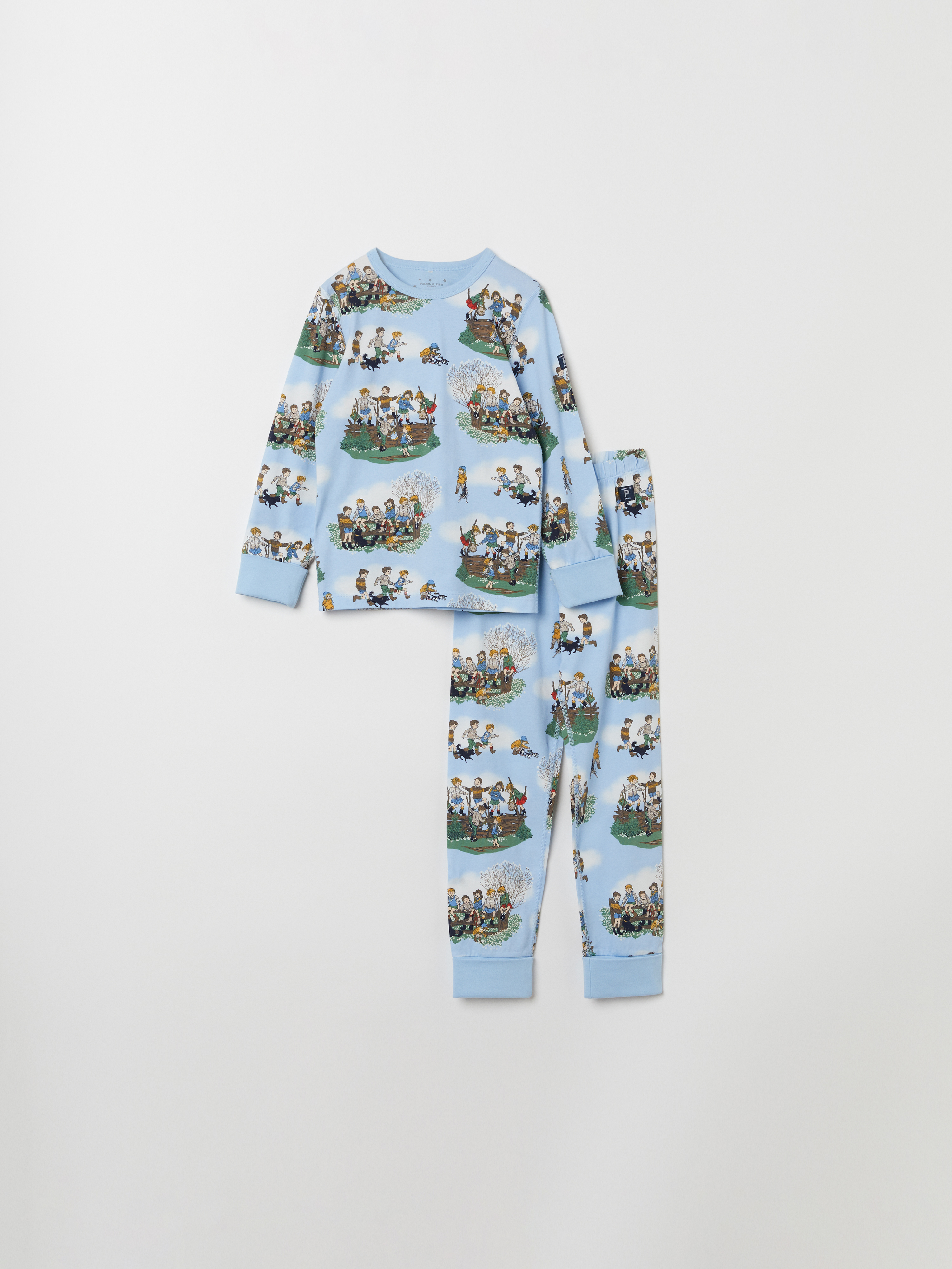 Tvådelad pyjamas med Barnen i Bullerbyn ljusblå