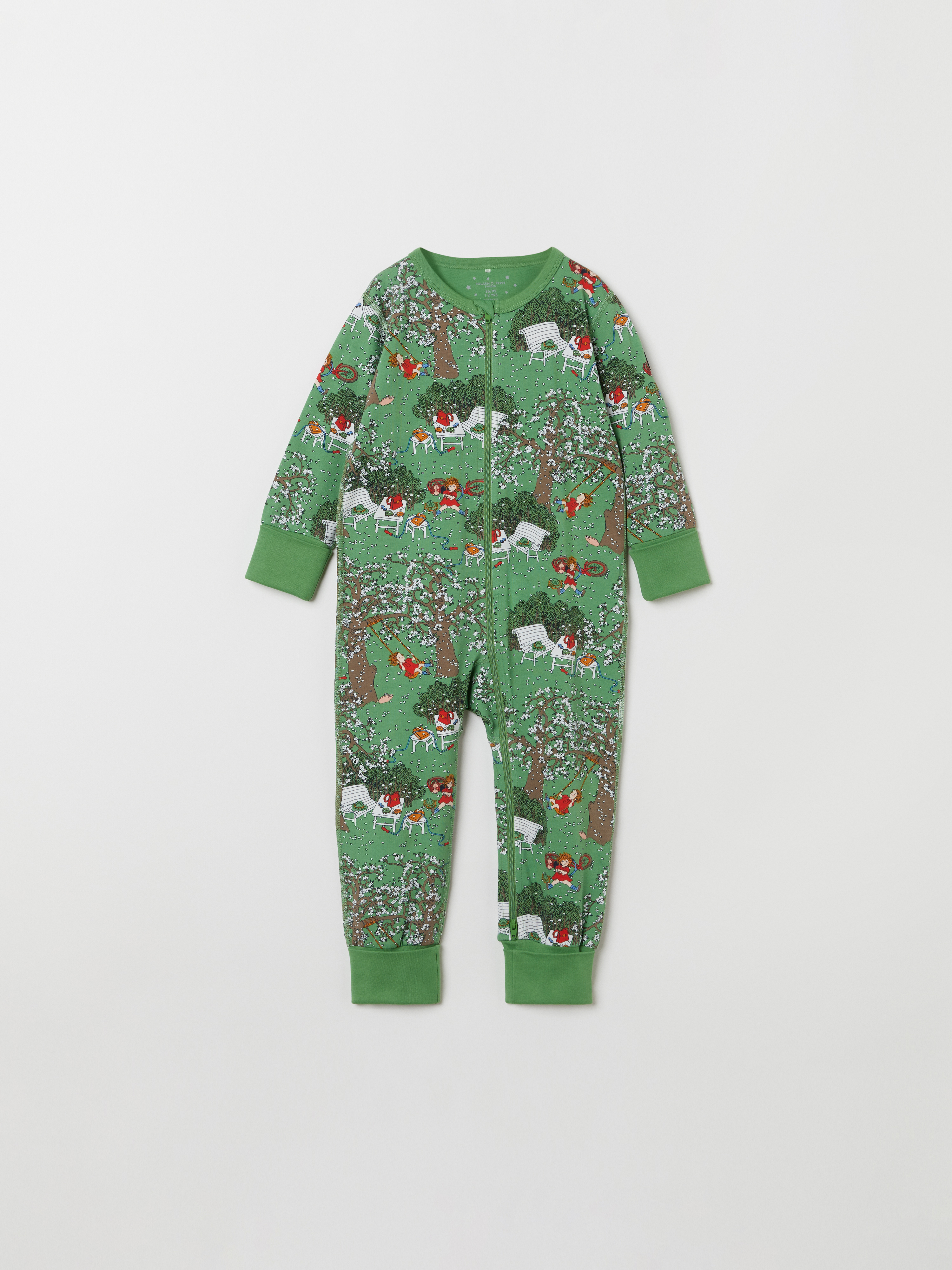 Pyjamasoverall med Lotta på Bråkmakargatan baby grön