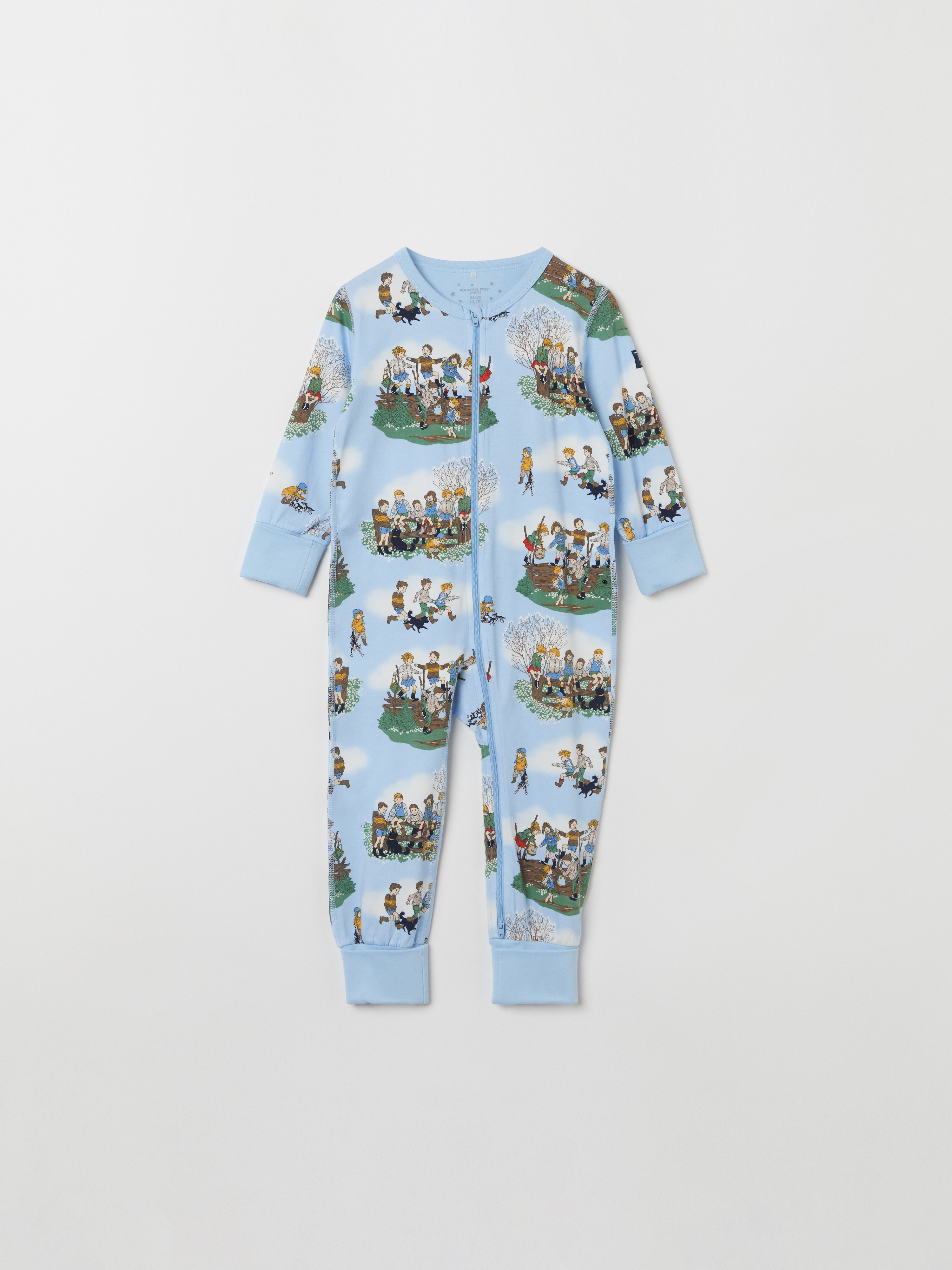 Pyjamasoverall med Barnen i Bullerbyn ljusblå