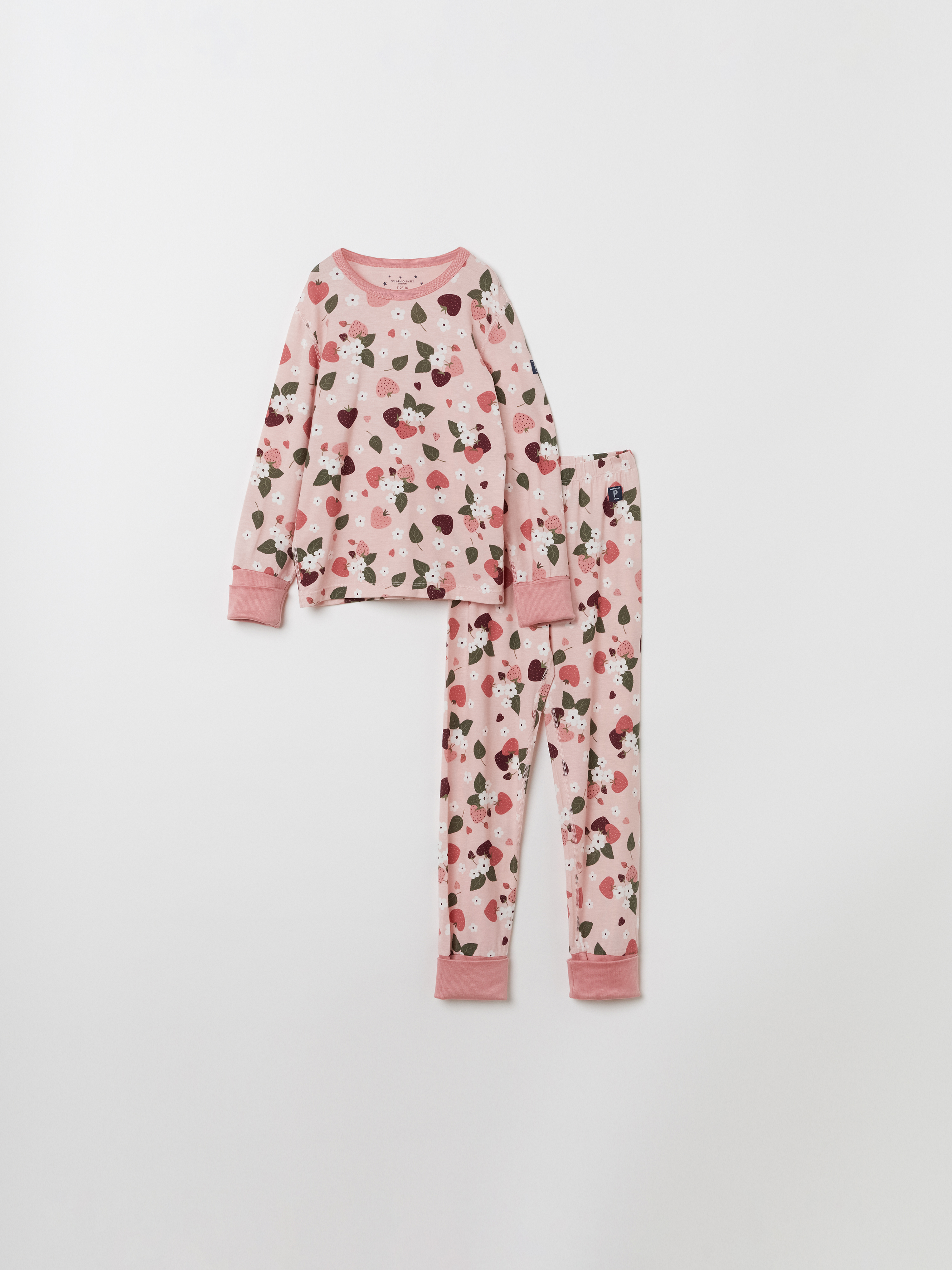 Tvådelad pyjamas med jordgubbstryck ljusrosa