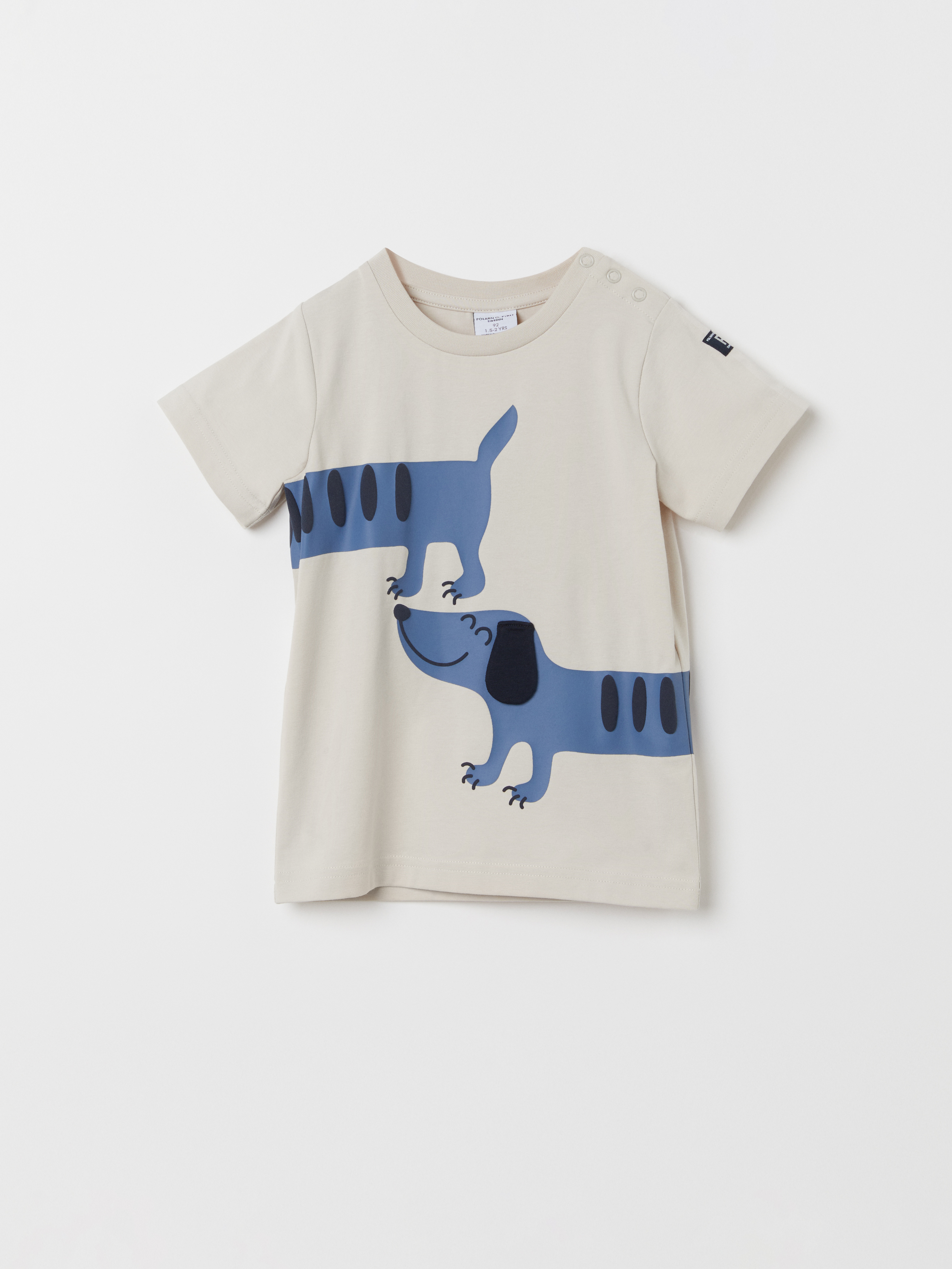 Polarn O. Pyret T-shirt med hundtryck beige