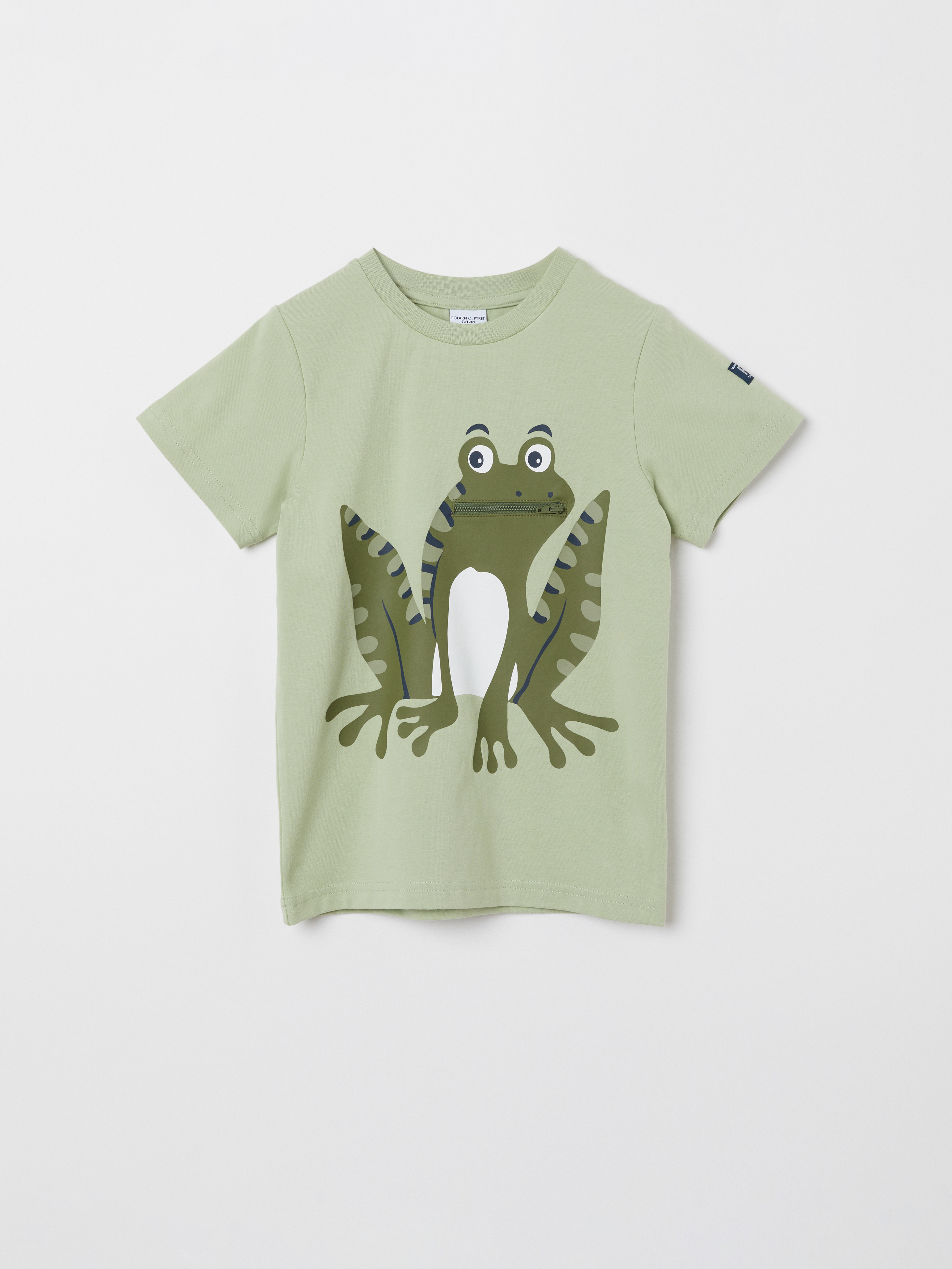 Polarn O. Pyret T-shirt med grodtryck ljusgrön