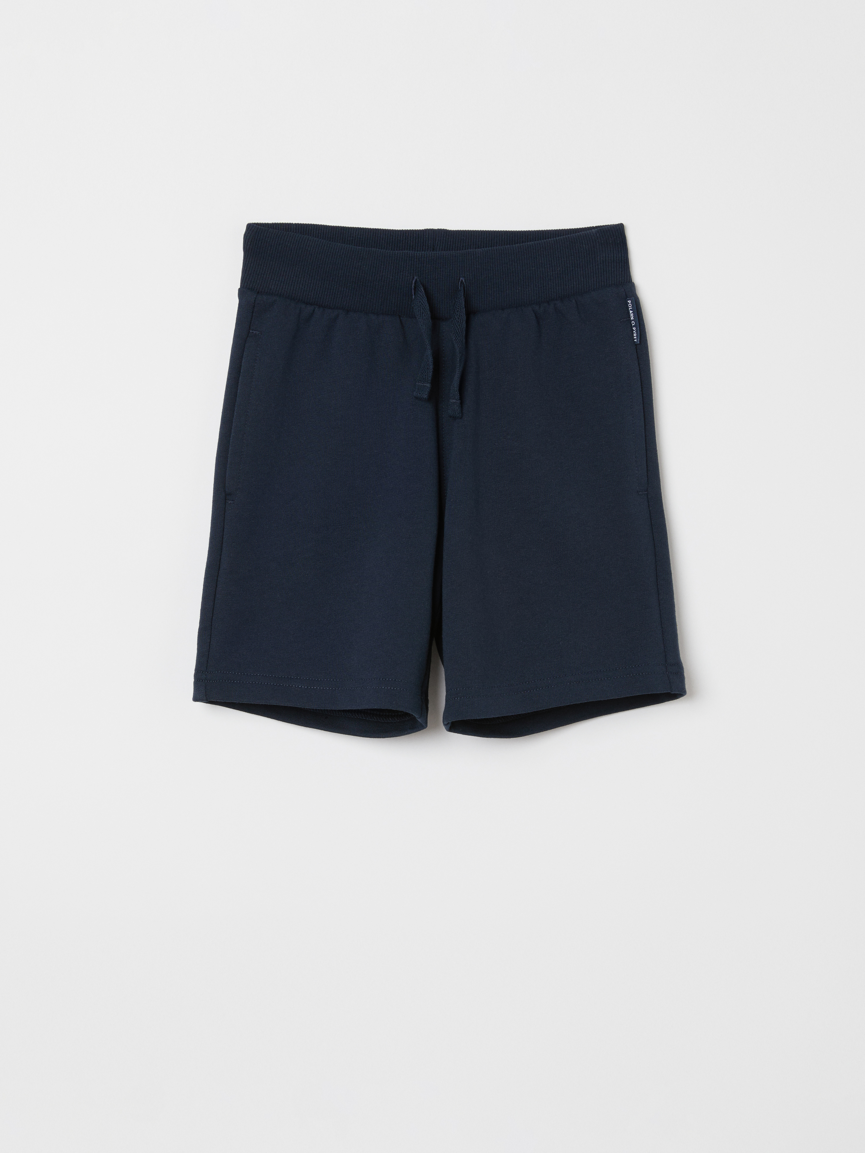 Läs mer om Sweatshirtshorts med knytband mörk marinblå