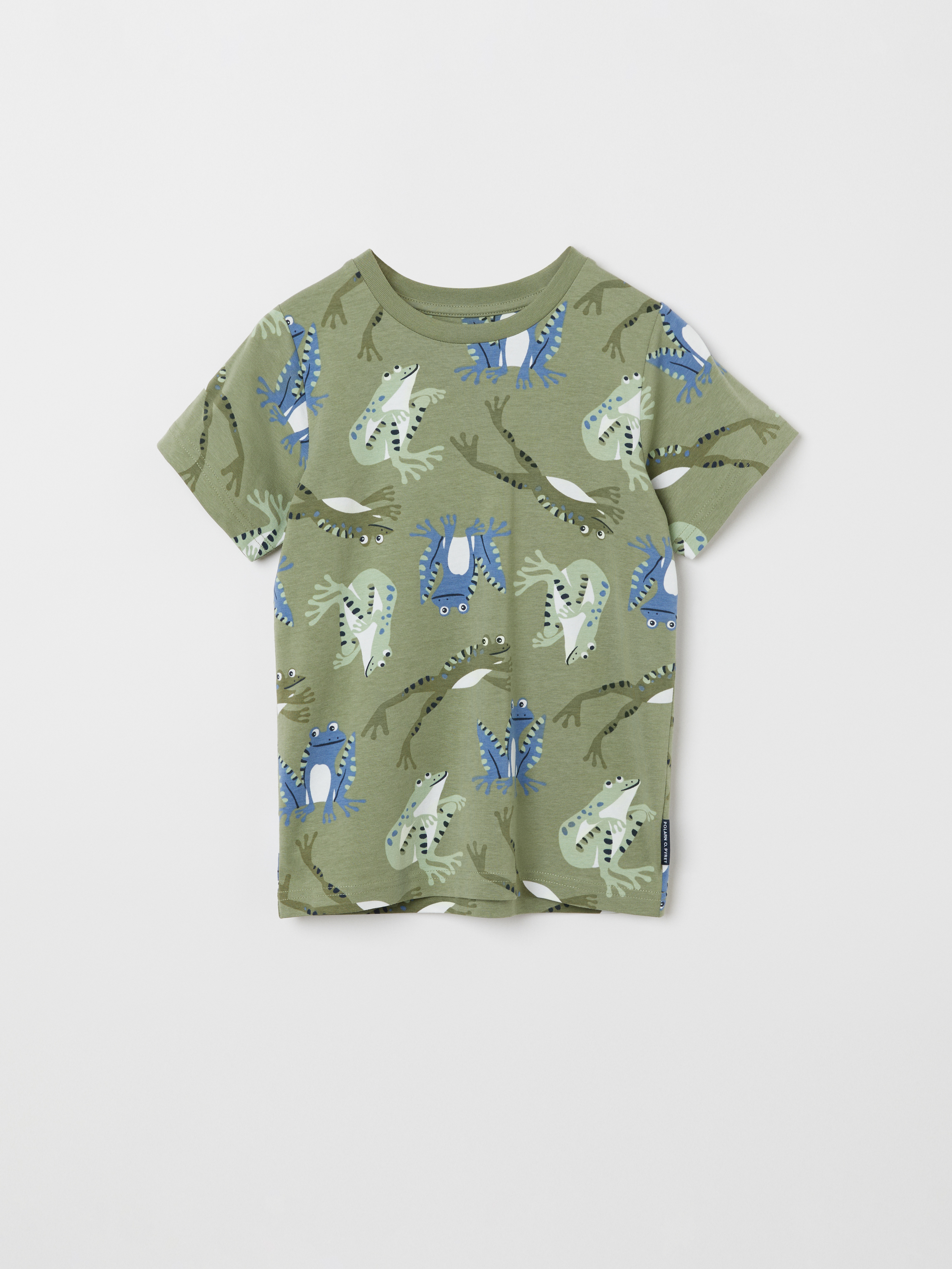 Polarn O. Pyret T-shirt med grodtryck olivgrön