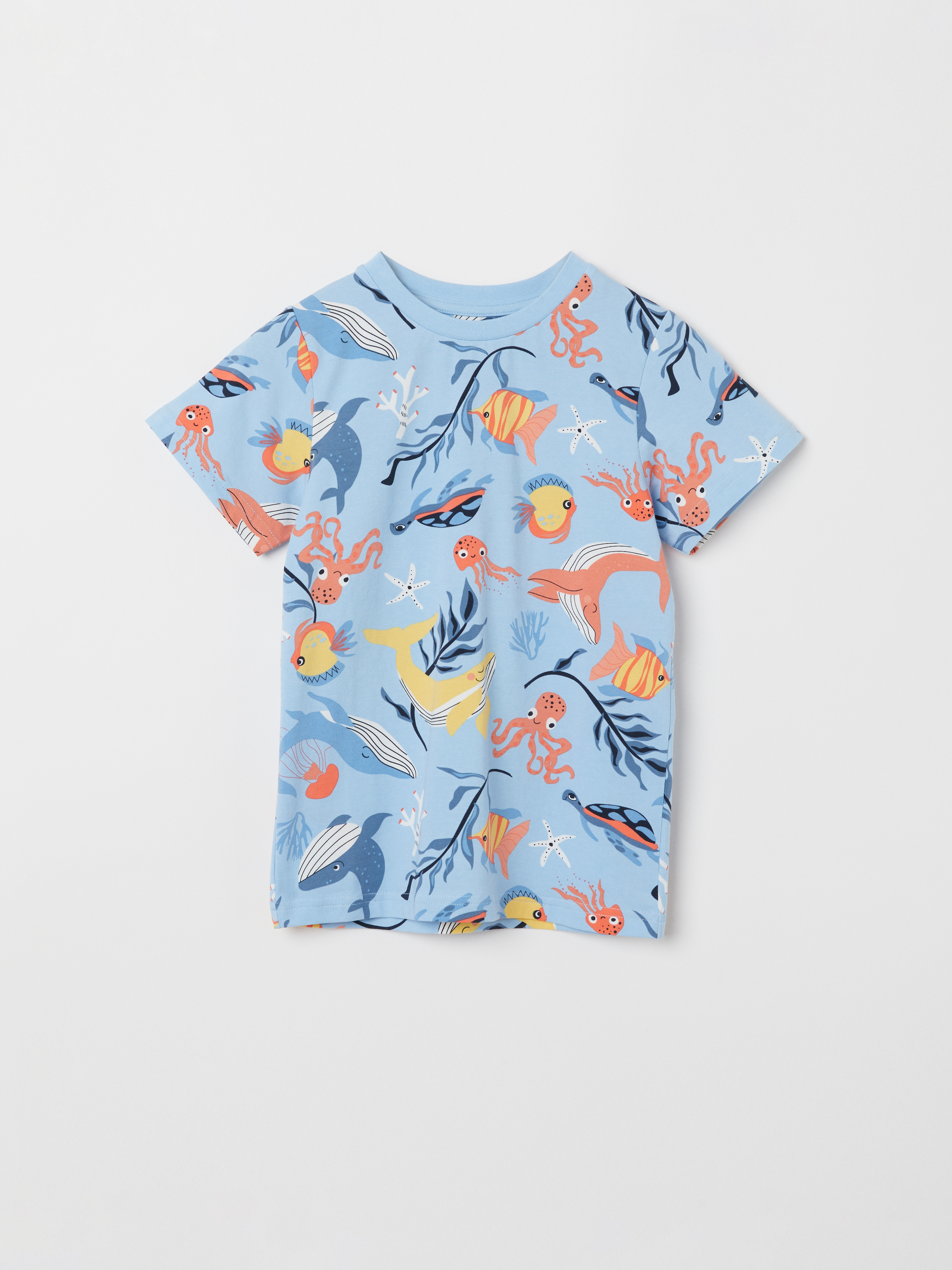 Polarn O. Pyret T-shirt med undervatten-tryck ljusblå