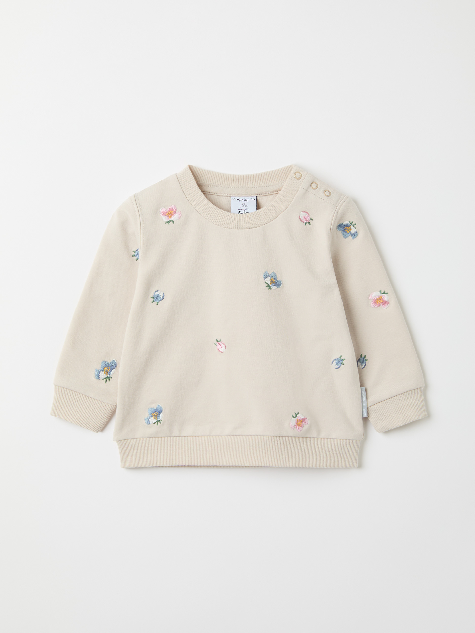 Sweatshirt med brodyr blommig 22244