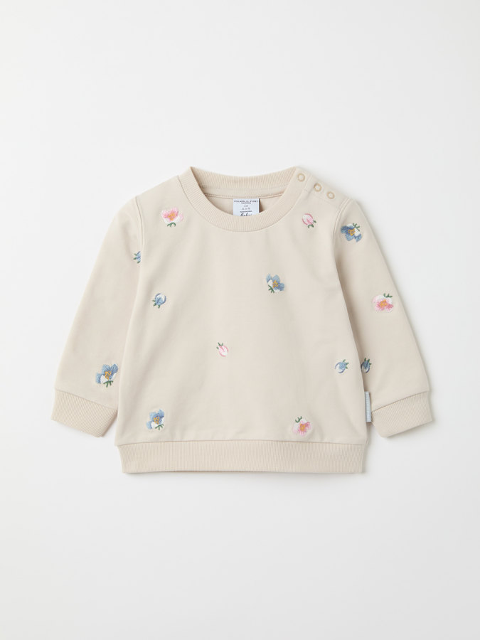 Sweatshirt med brodyr blommig