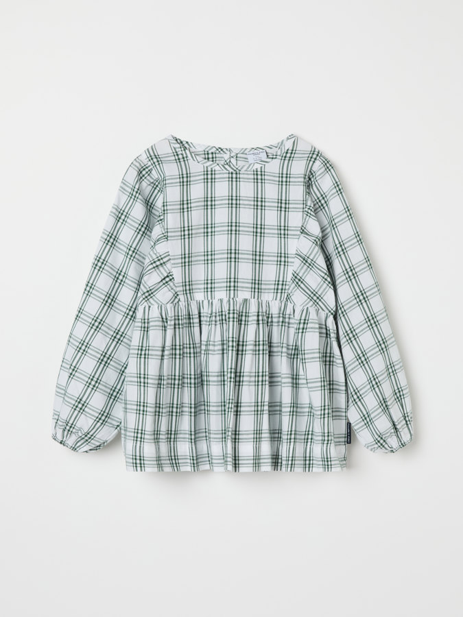 Blus med puffärmar rutig Blus med puffärmar rutig