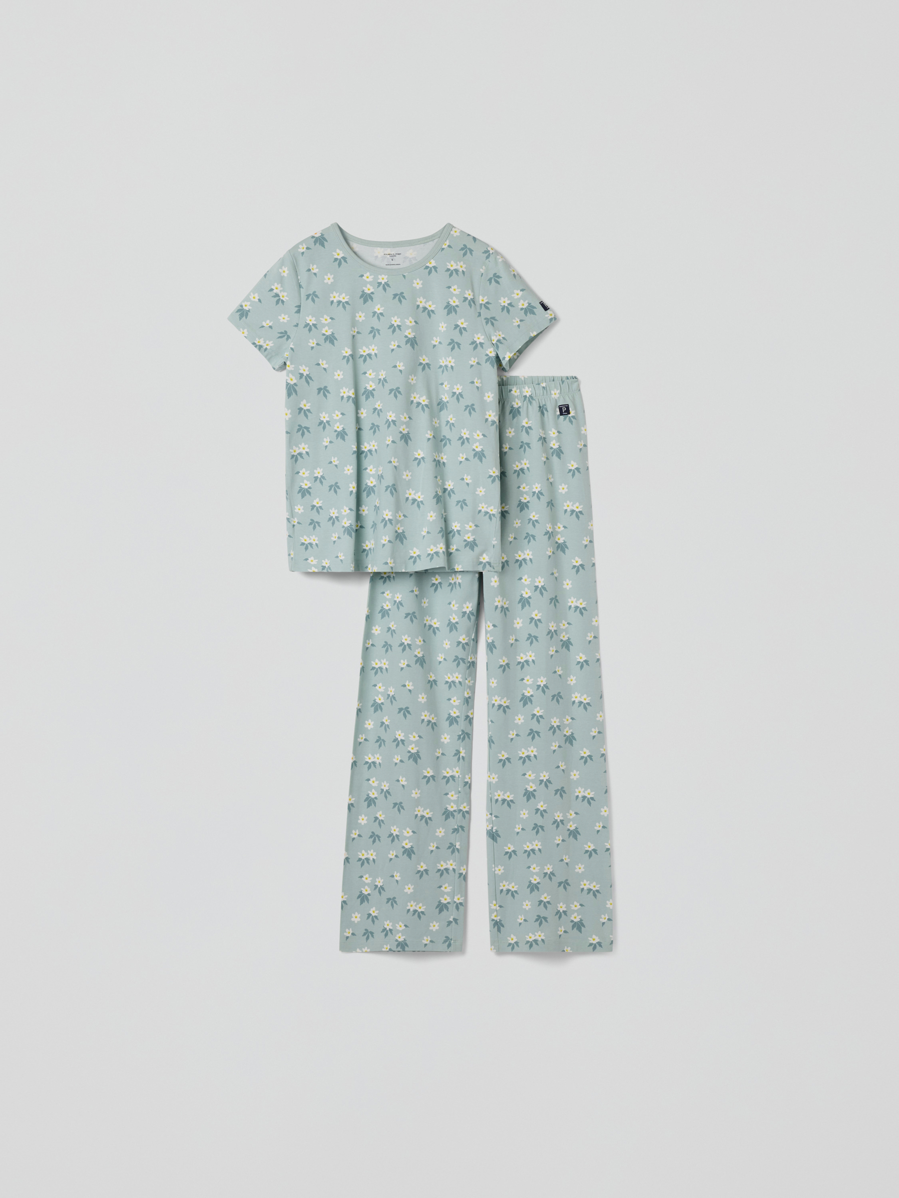 Läs mer om Kortärmad vuxen pyjamas blommor