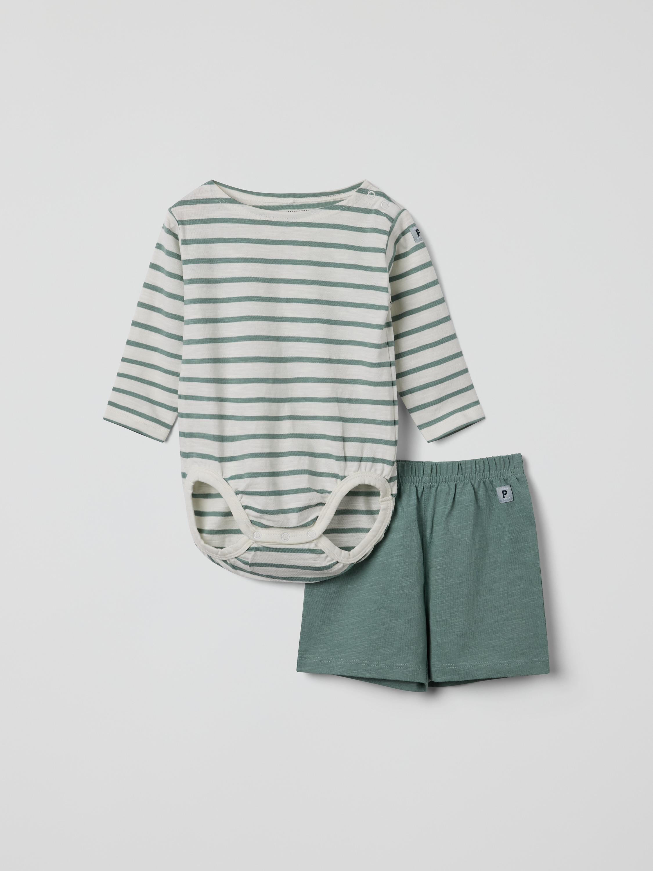 Läs mer om Set med body och shorts randigt