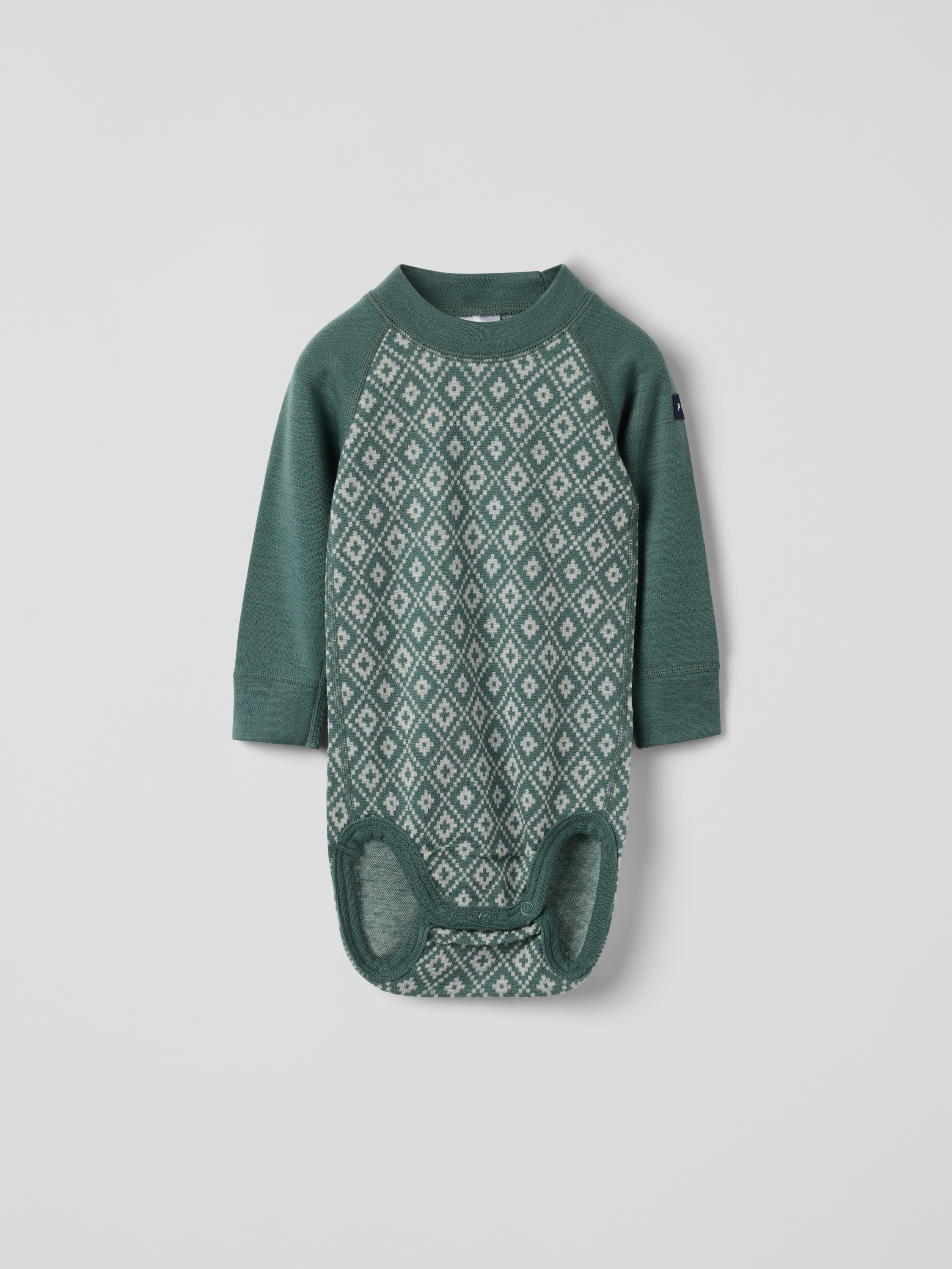 Långärmad body merinoull jaquard | barnklader - ytterklader - vinterklader - understall | BabyMode