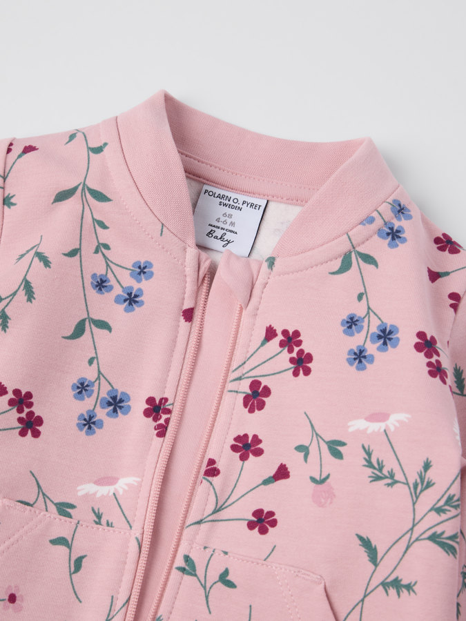 Sweatshirtoverall med ficka blommig