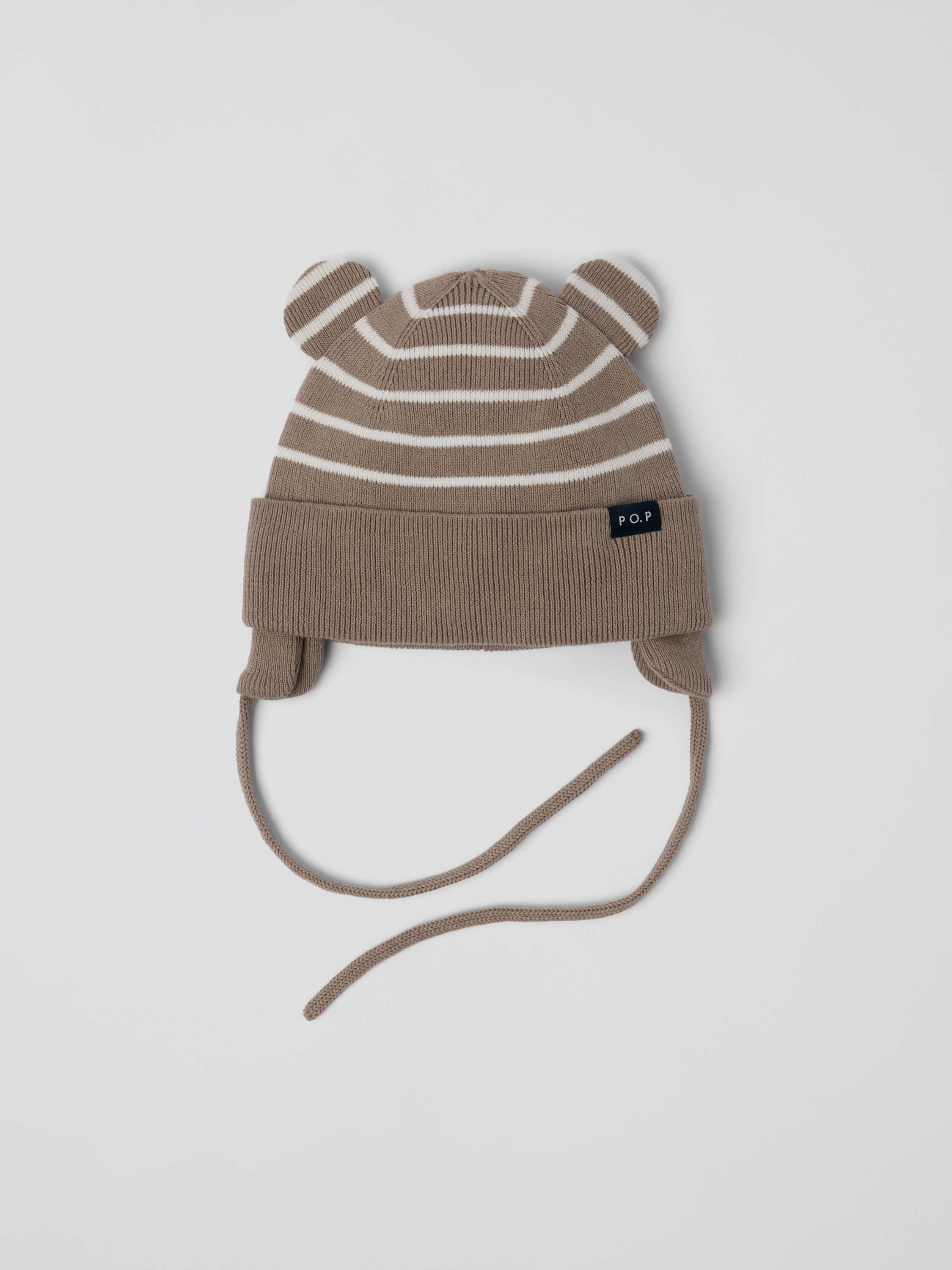 Stickad mössa med öron randig | barnklader - accessoarer - mossor | BabyMode