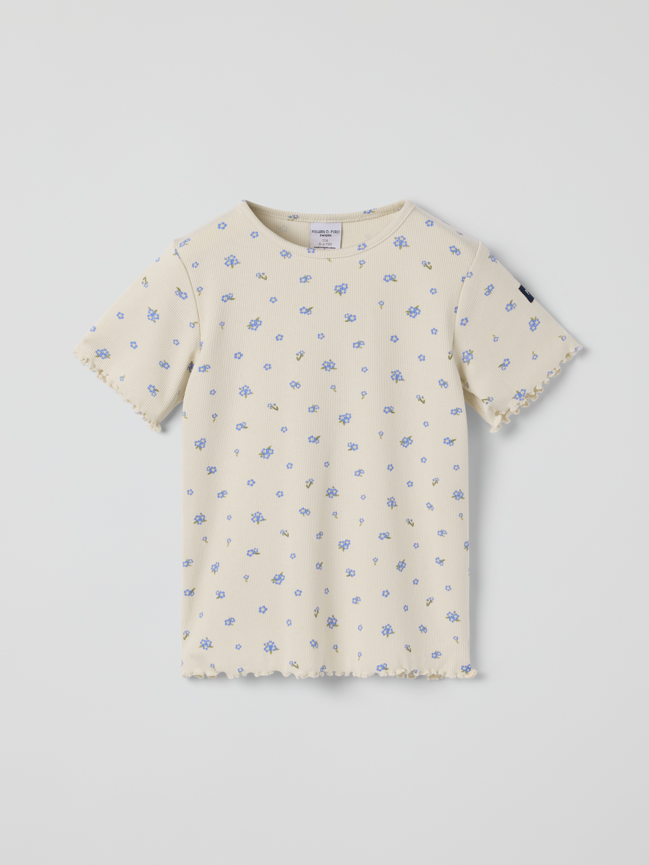 Ribbad t-shirt blommig