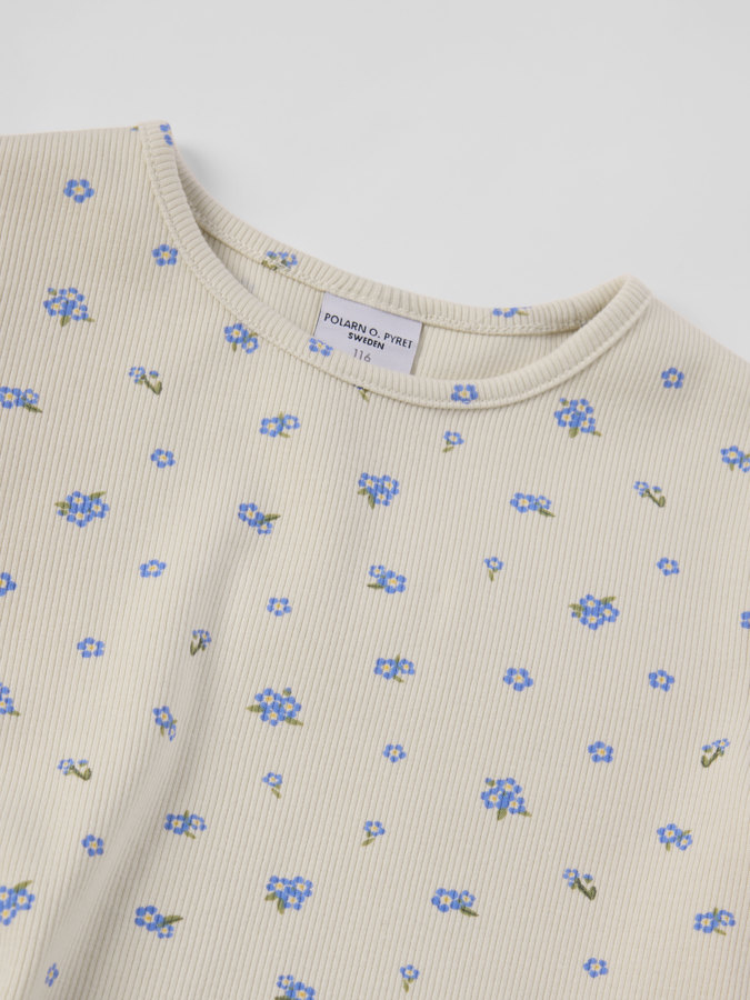 Ribbad t-shirt blommig