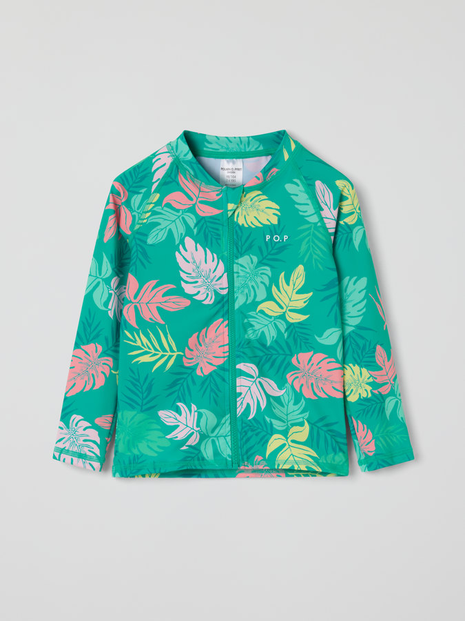 UV-tröja med dragkedja palmblad