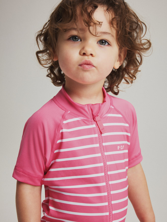 Kortärmad UV-dräkt randig