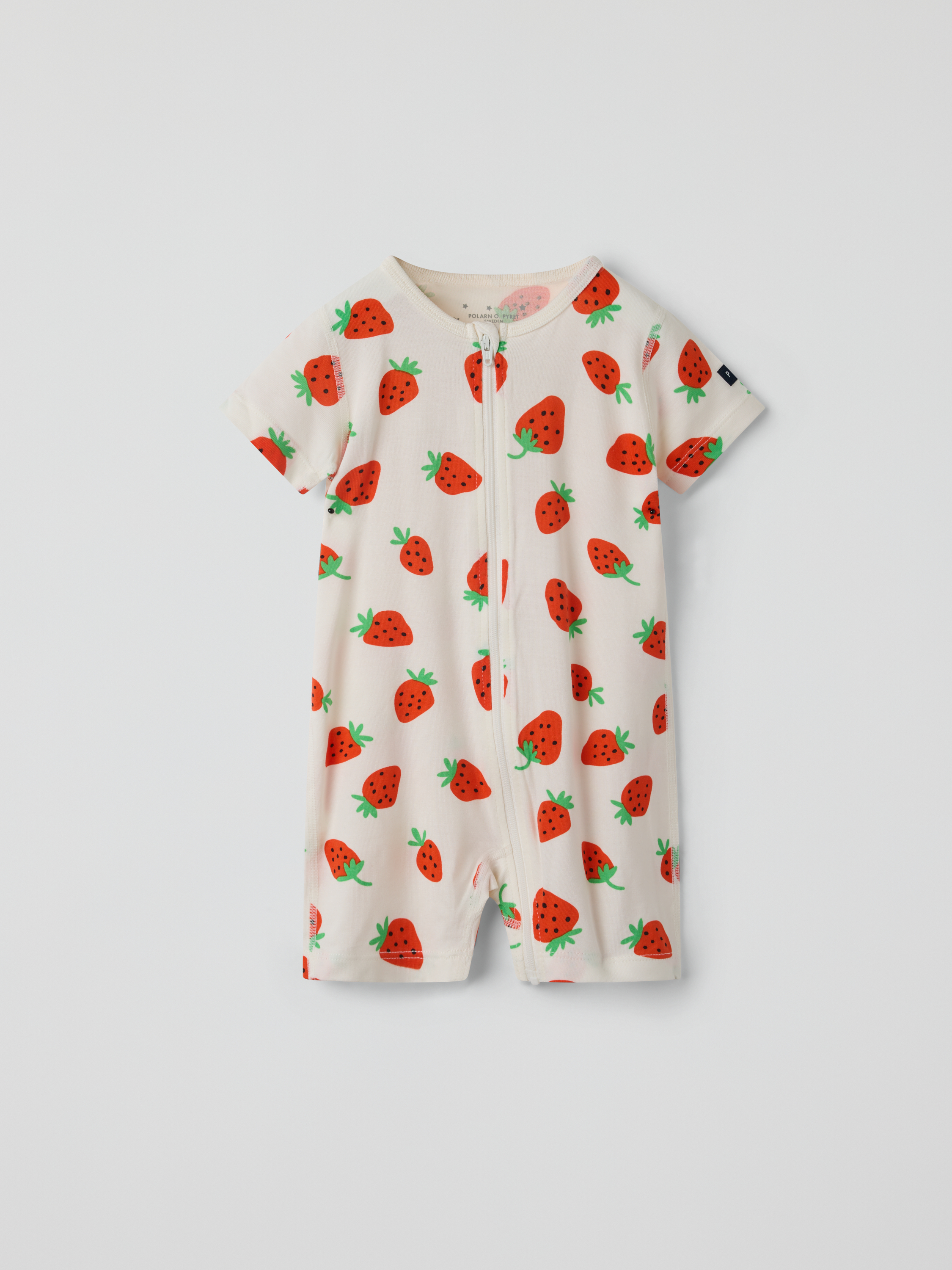 Kortärmad pyjamasoverall jordgubbar