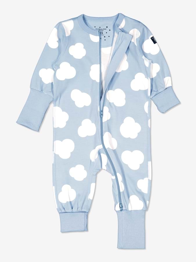 Pyjamasoverall med moln-tryck baby