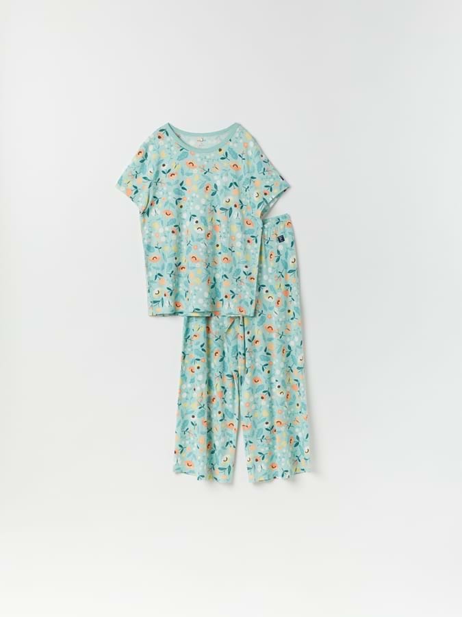 Kortärmad vuxen pyjamas blommig