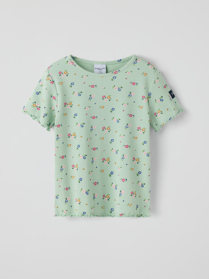 Ribbad T-shirt blommig Ribbad T-shirt blommig